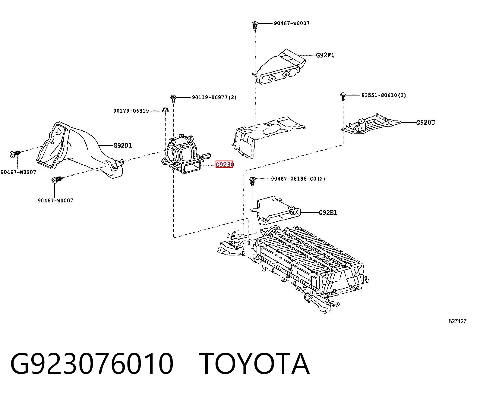 G923076010 Toyota Ventilador de resfriamento da bateria
