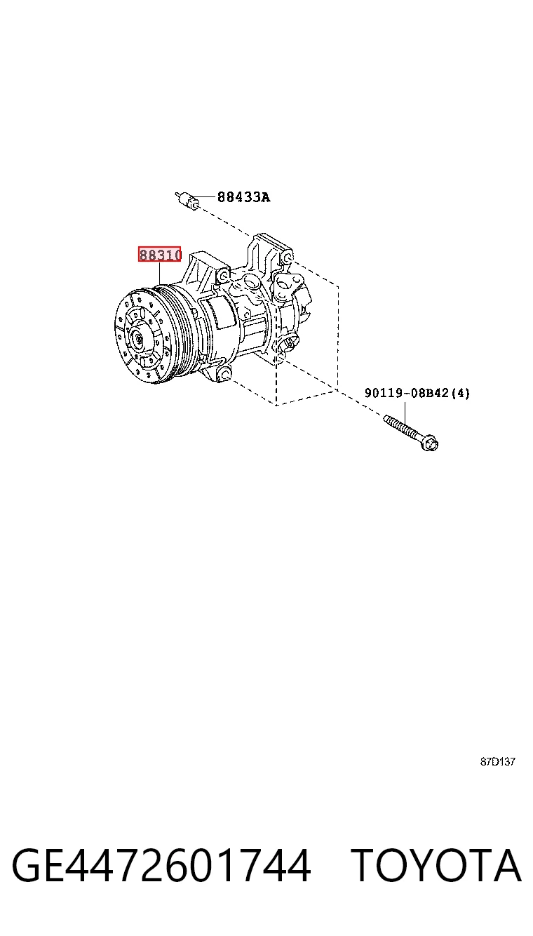 GE4472601744 Toyota Compressor de aparelho de ar condicionado