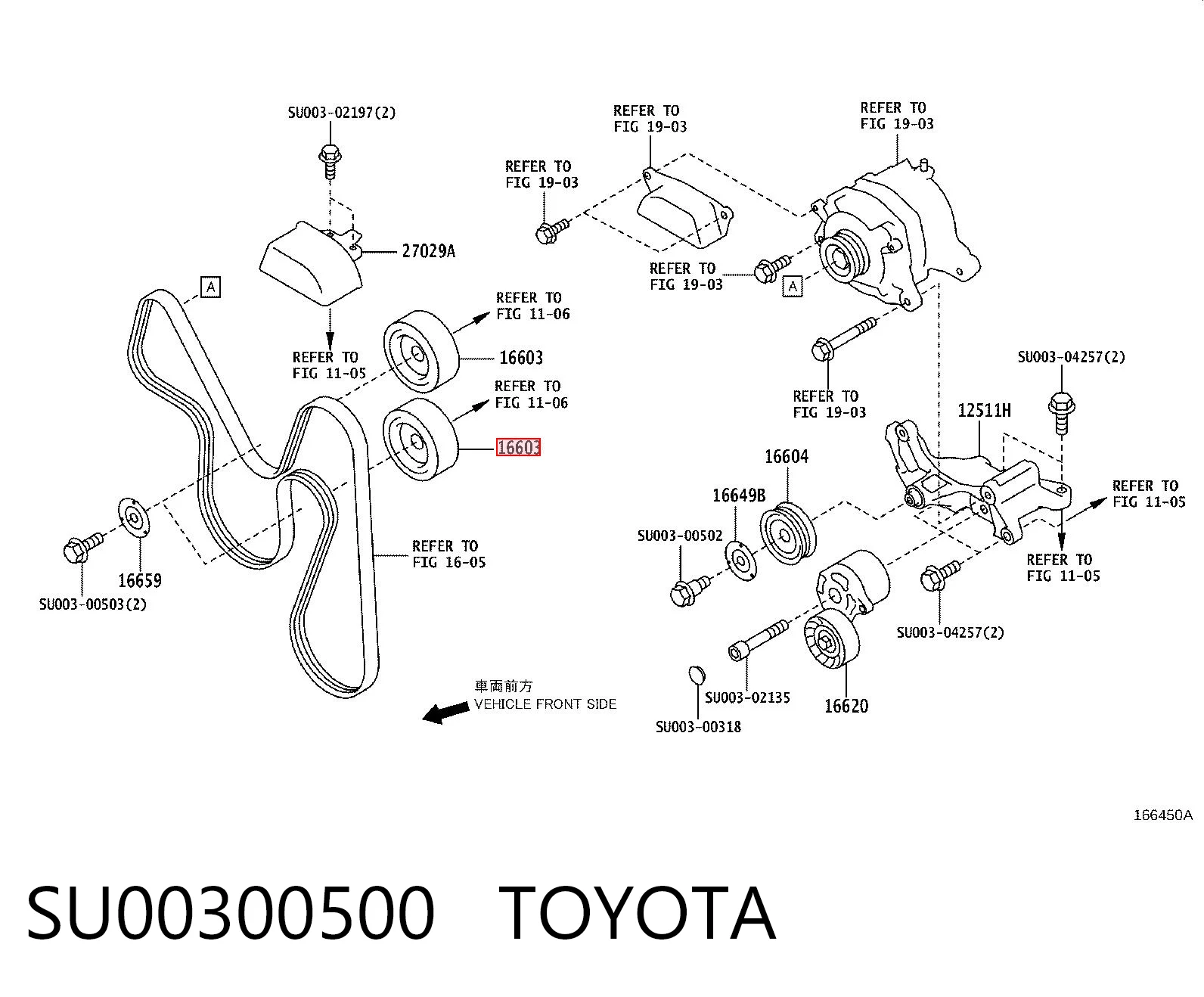 SU00300500 Toyota Rolo parasita da correia de transmissão
