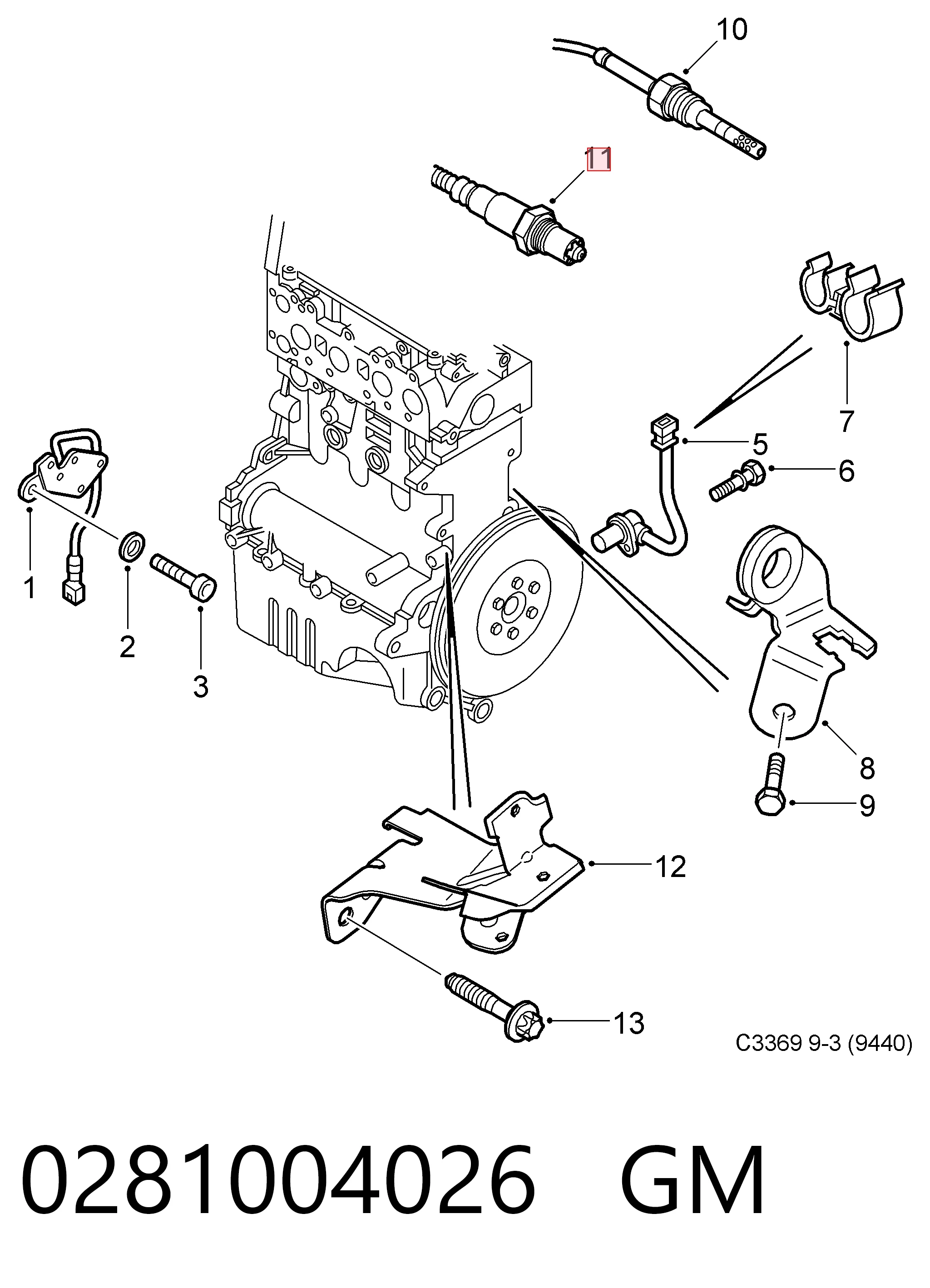 Sonda lambda, sensor de oxigênio até o catalisador 30751138 Hyundai/Kia