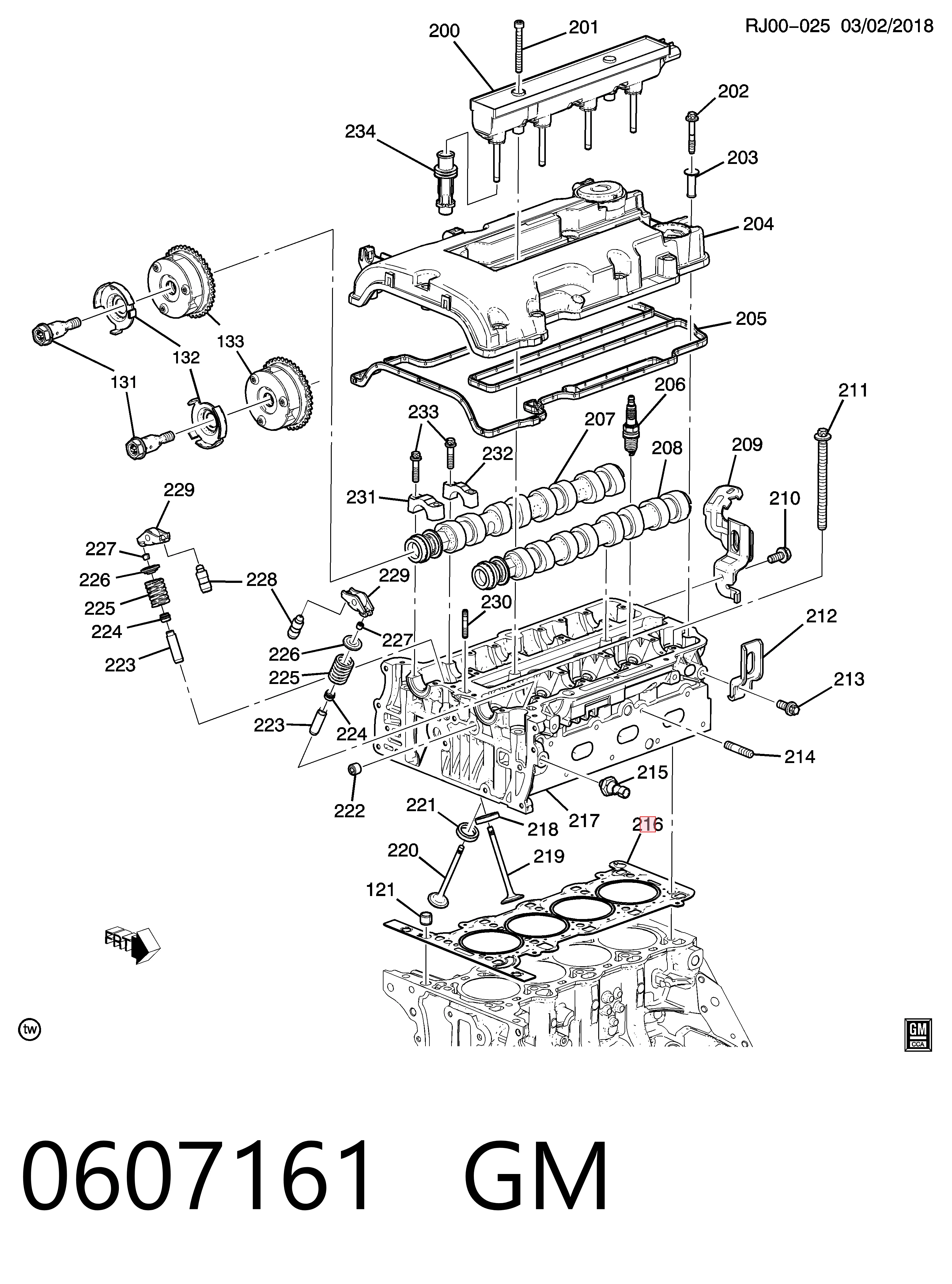 Vedante de cabeça de motor (CBC) Chevrolet Orlando  J309