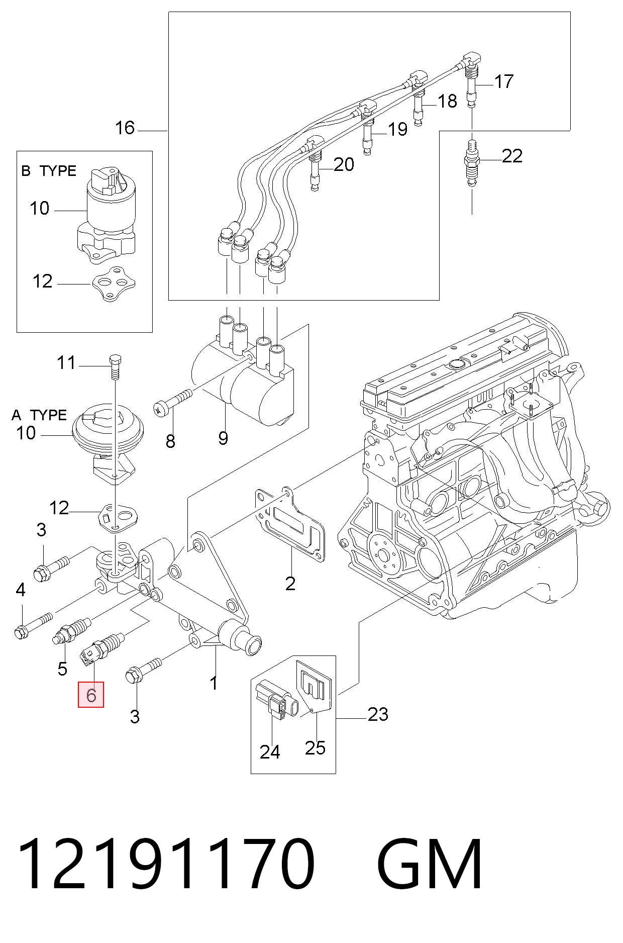 12191170 General Motors Sensor de temperatura do fluido de esfriamento