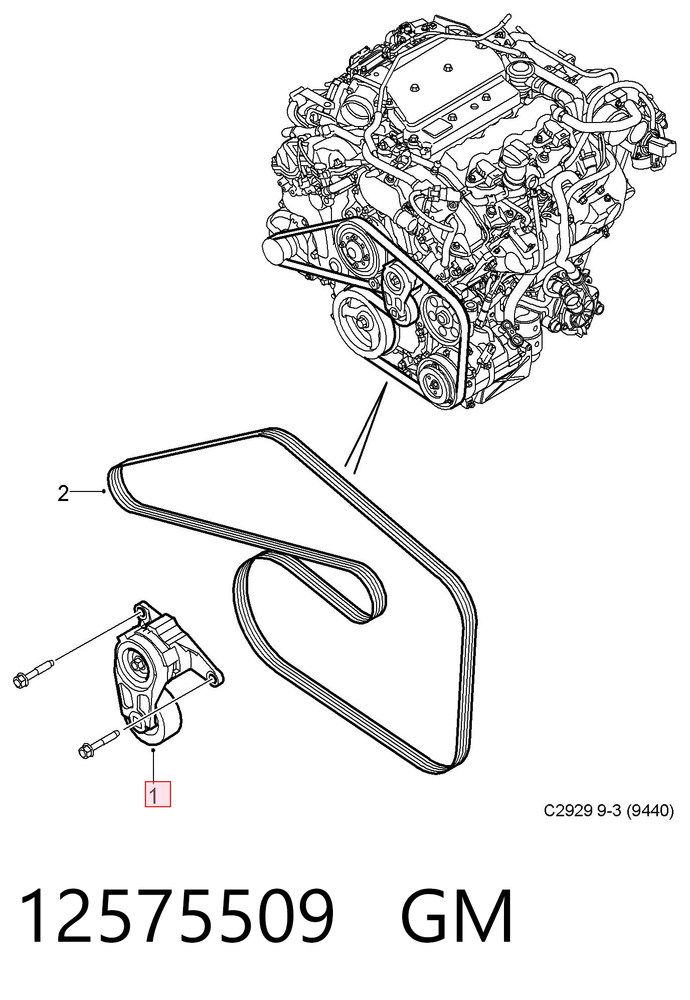 12575509 General Motors Rolo parasita da correia de transmissão