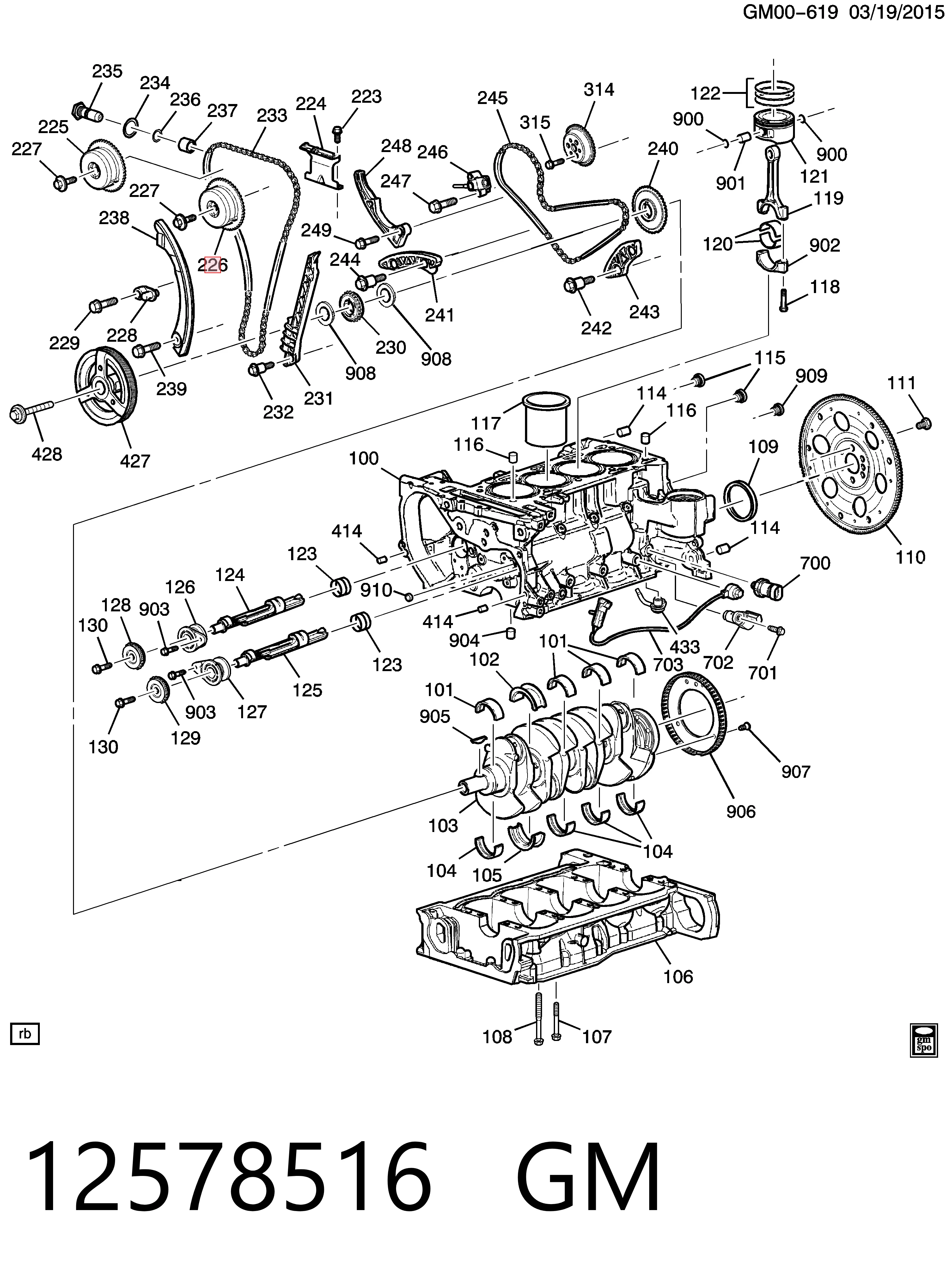 12621505 Peugeot/Citroen Engrenagem de cadeia de roda dentada da árvore distribuidora de escape de motor