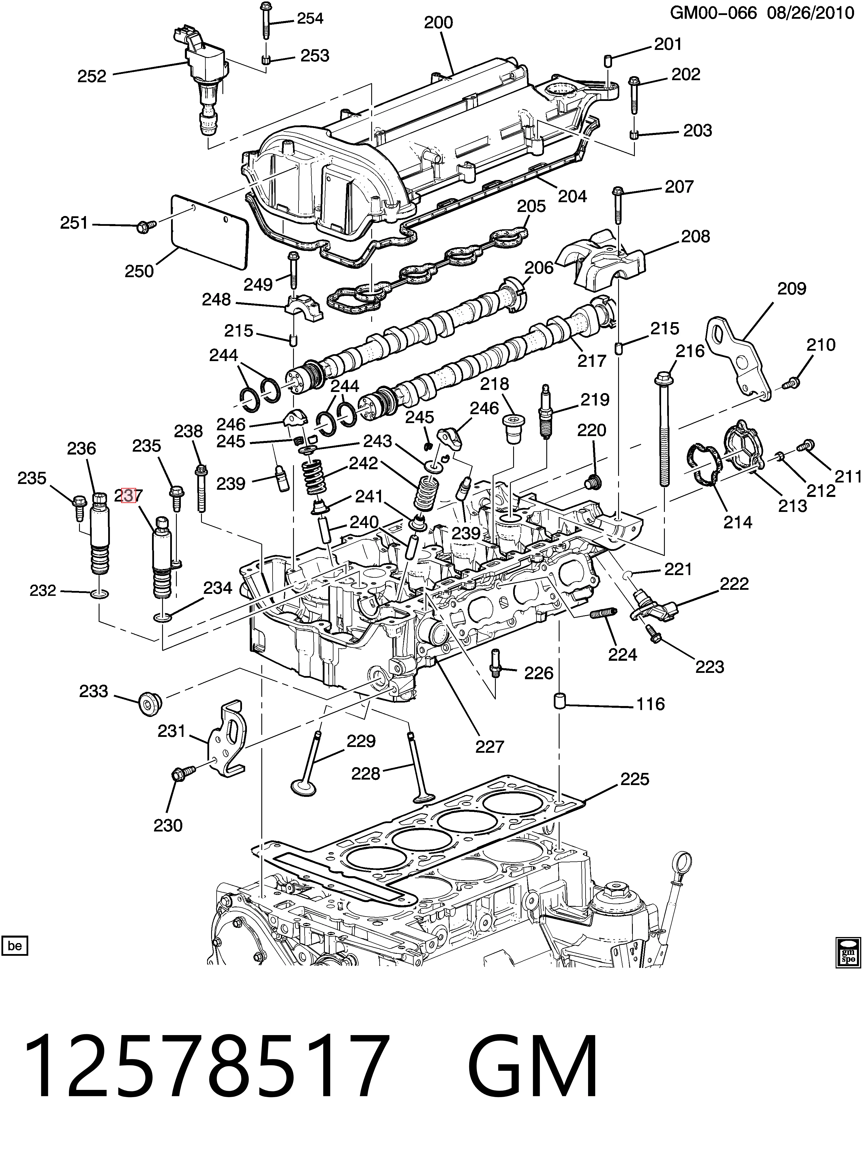 12578517 General Motors Válvula eletromagnética esquerda de posição (de fases) da árvore distribuidora
