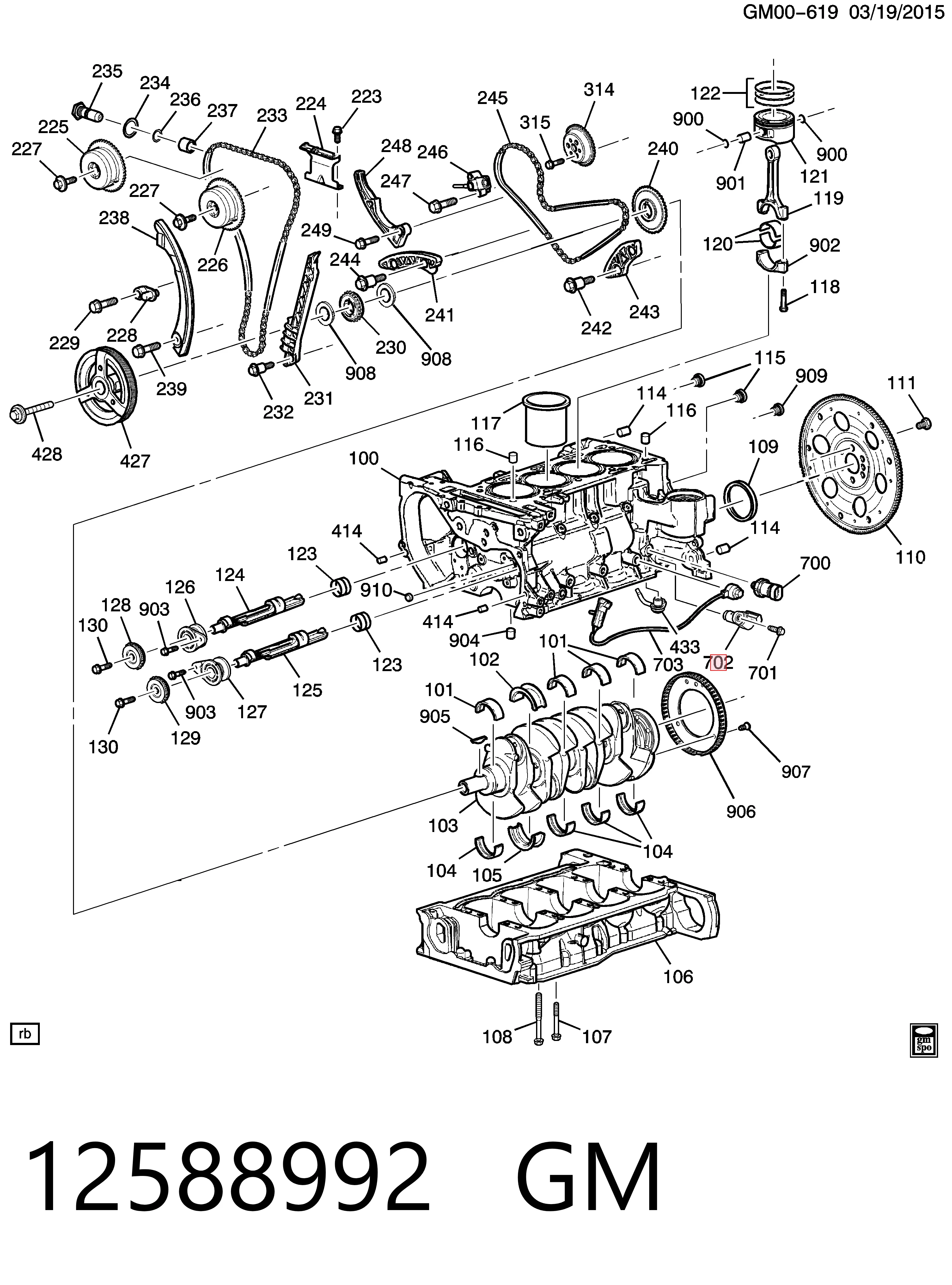 12588992 General Motors Sensor de posição (de revoluções) de cambota