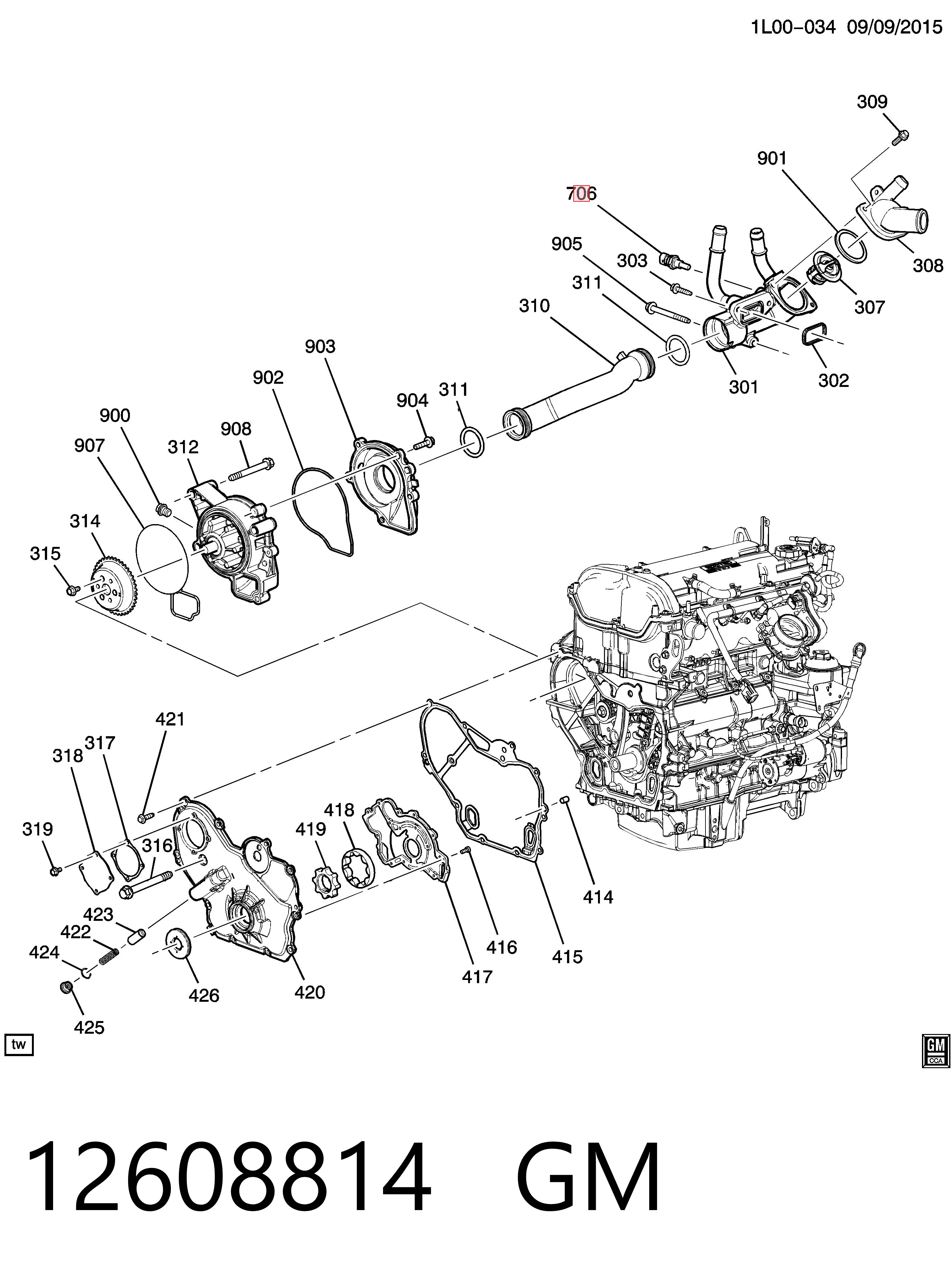12608814 General Motors Sensor de temperatura do fluido de esfriamento