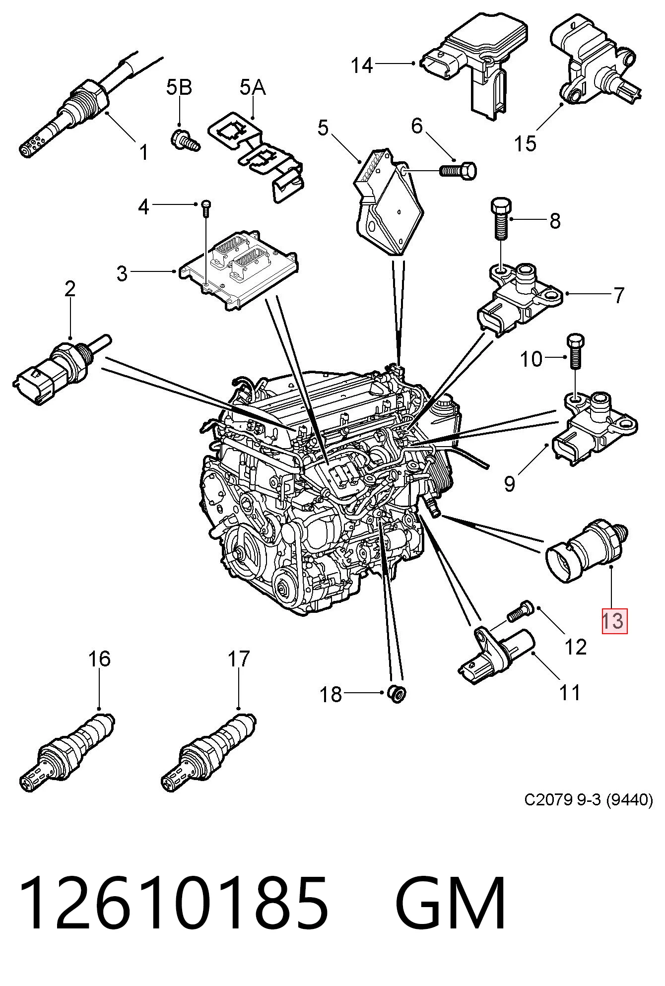 12610185 General Motors Sensor de pressão de óleo
