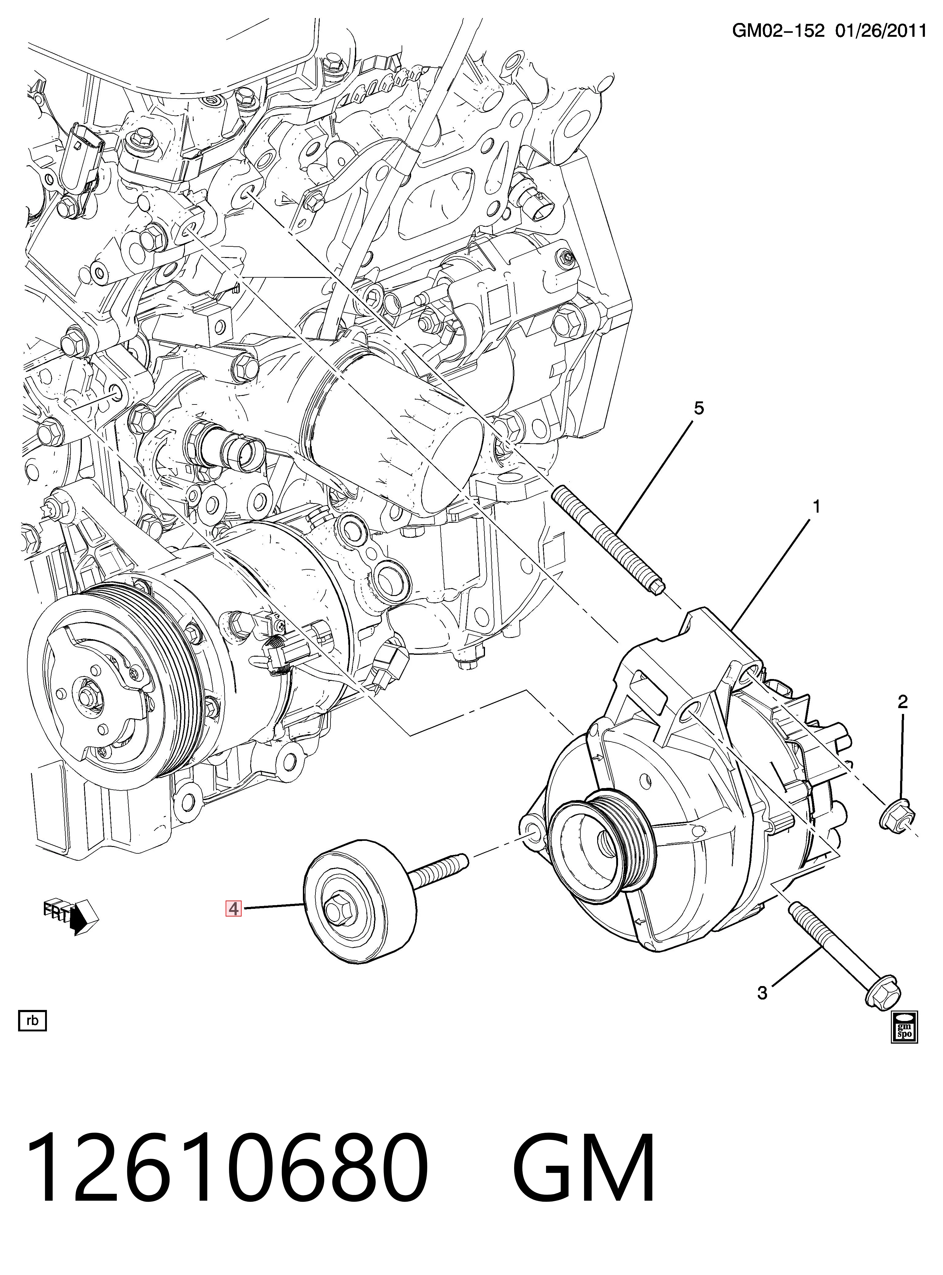 12610680 General Motors Rolo parasita da correia de transmissão
