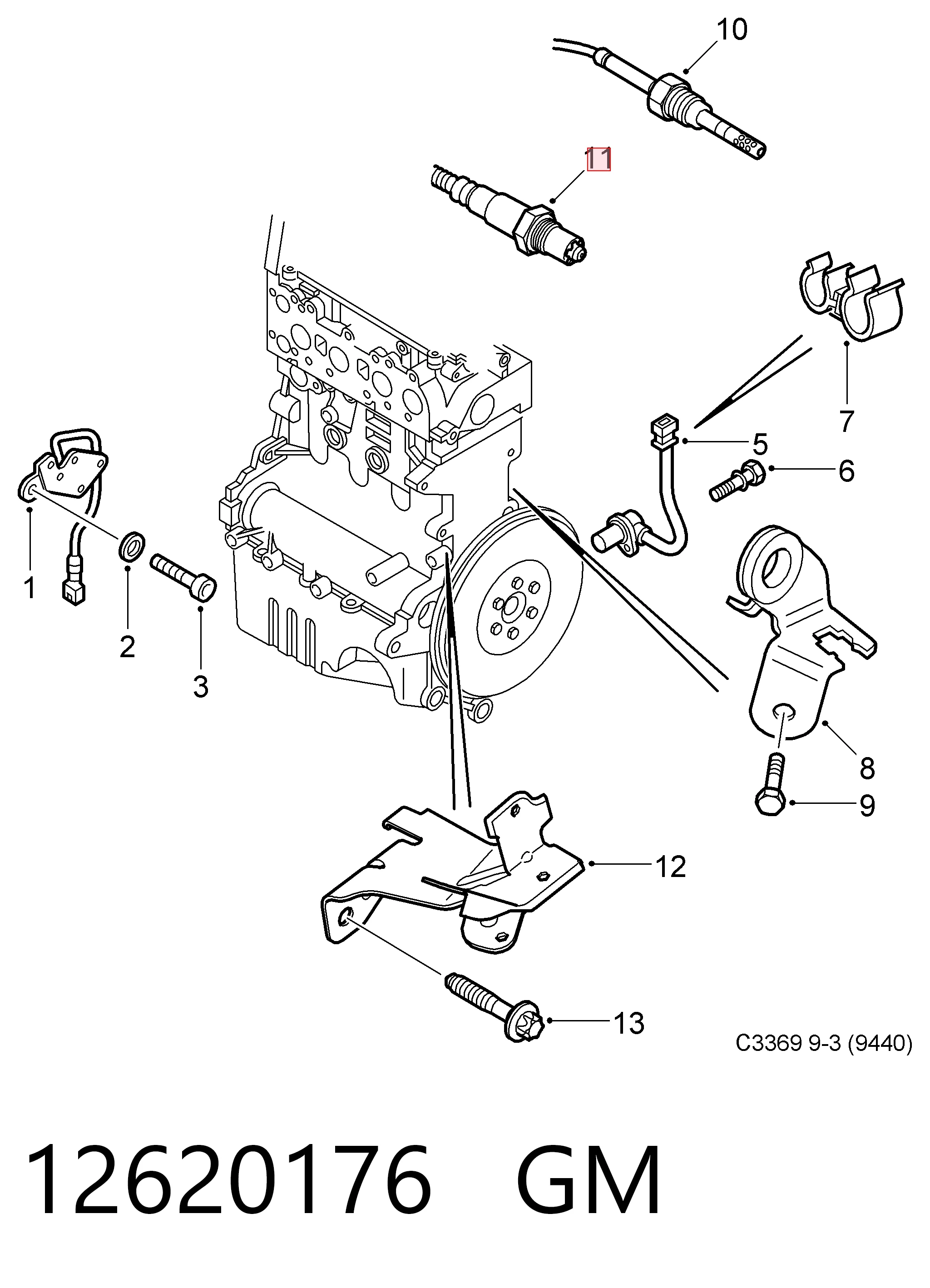 12620176 General Motors Sonda lambda, sensor de oxigênio até o catalisador