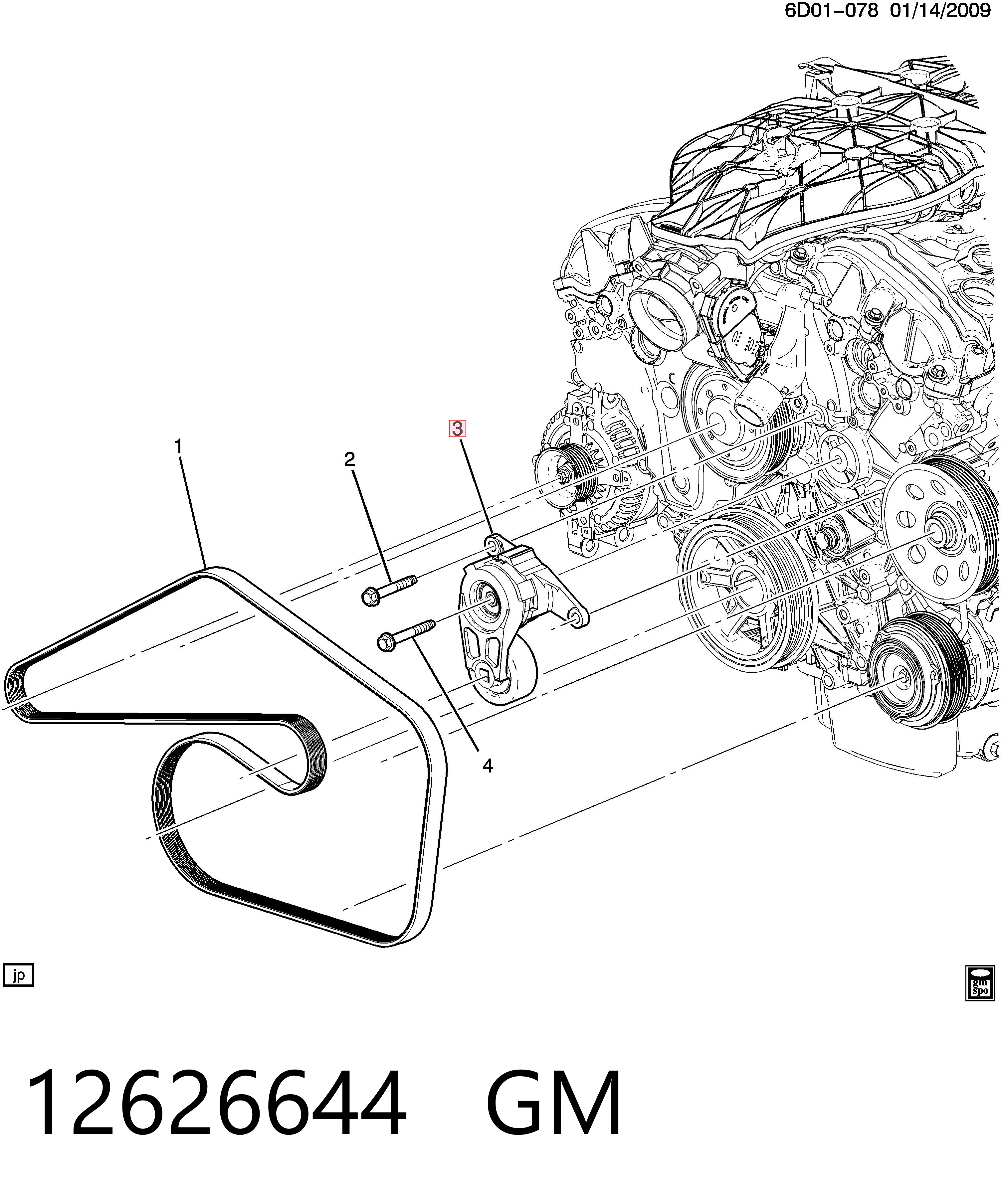 12626644 General Motors Reguladora de tensão da correia de transmissão