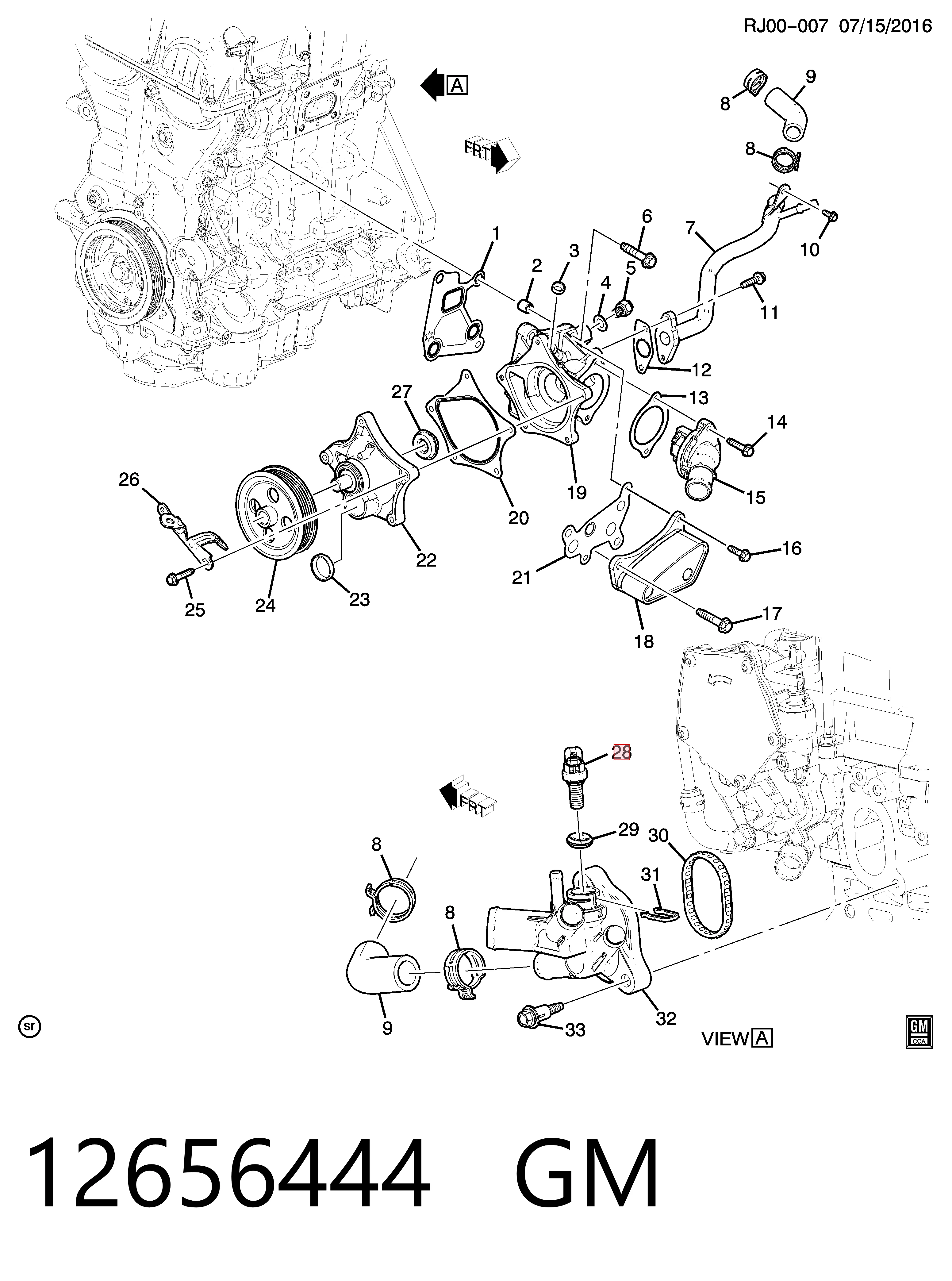 12656444 General Motors Sensor de temperatura do fluido de esfriamento