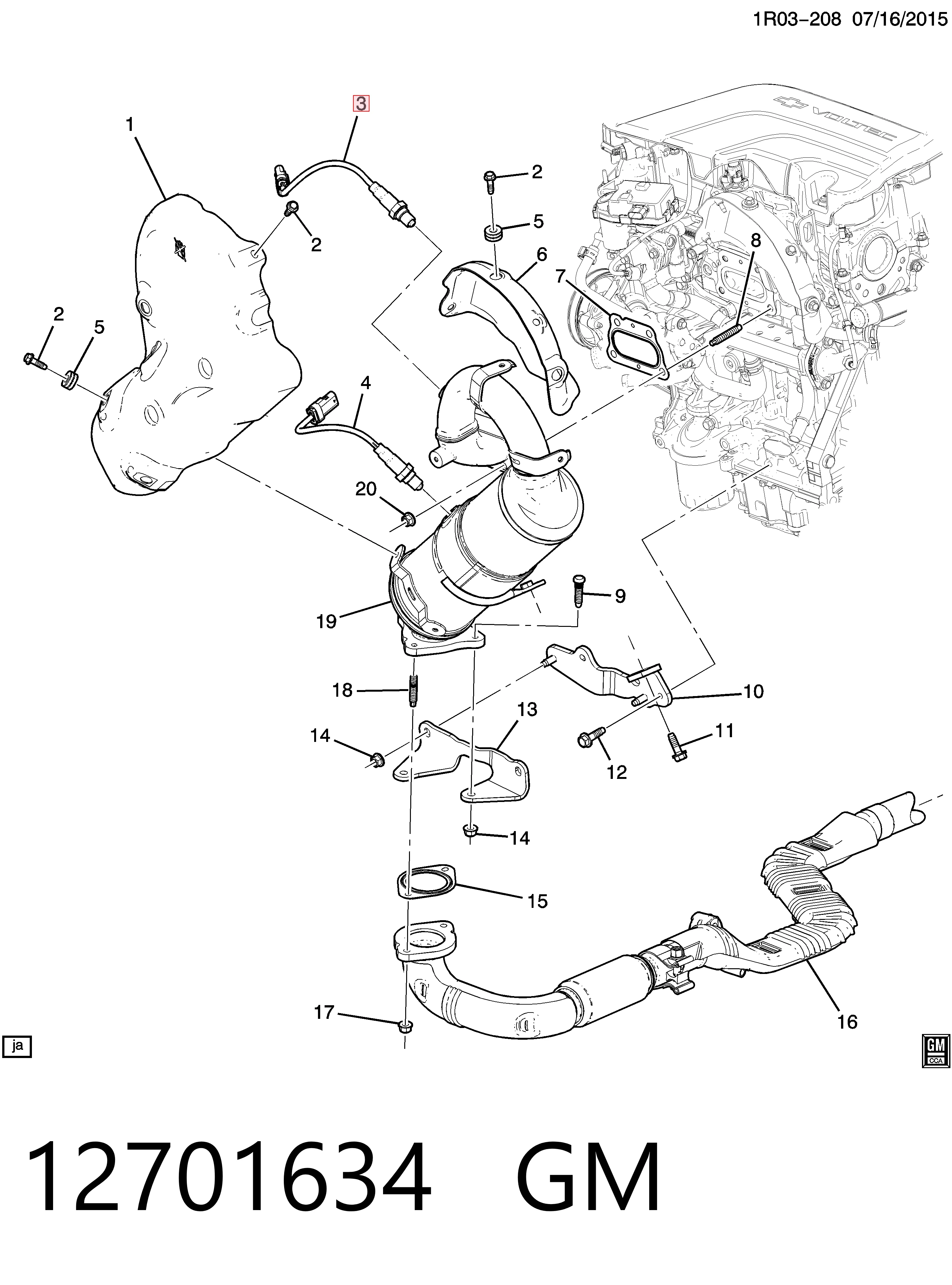 12701634 General Motors Sonda lambda, sensor de oxigênio