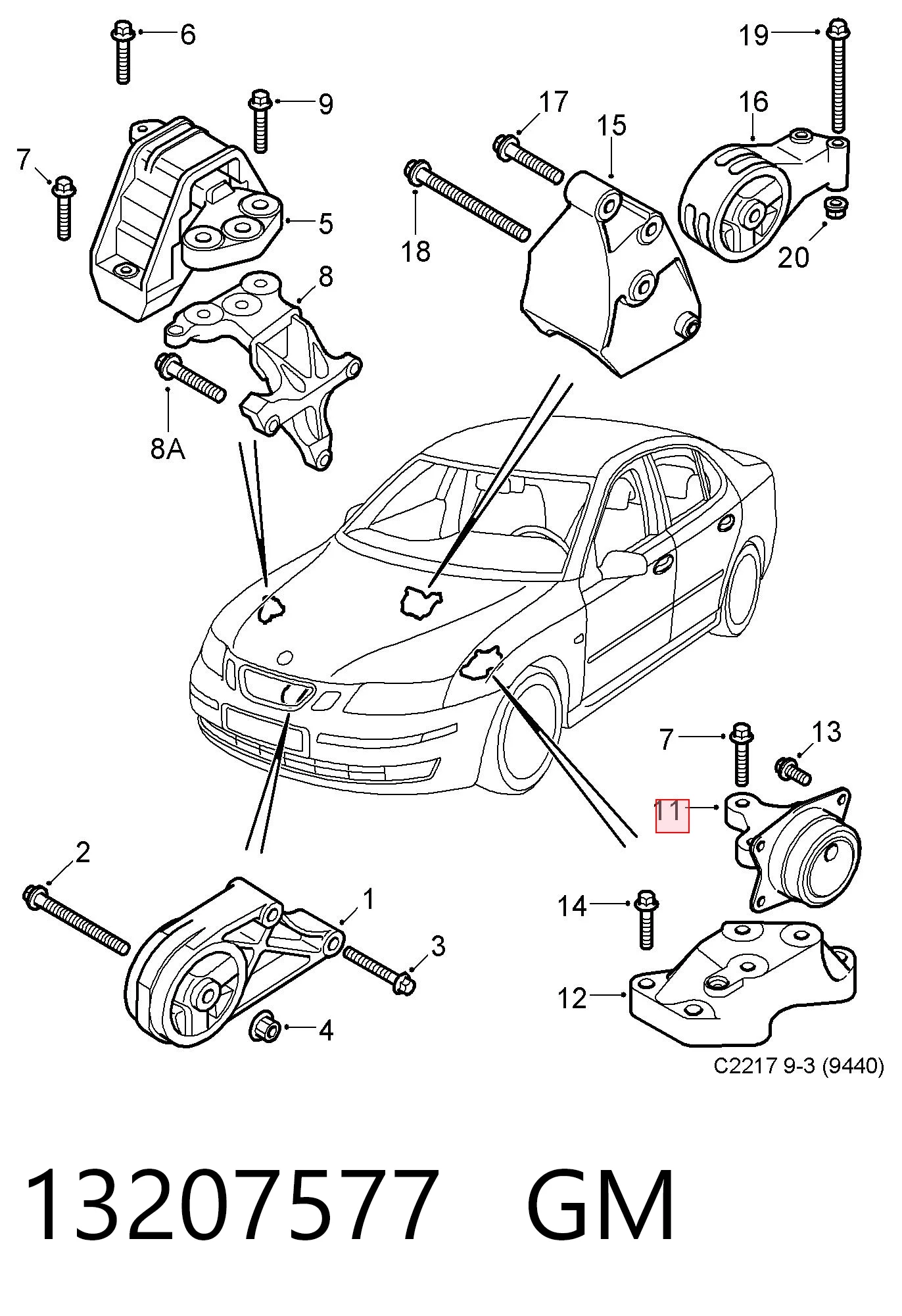 Compre 13207577 Peugeot/Citroen Coxim (suporte) esquerdo de motor
