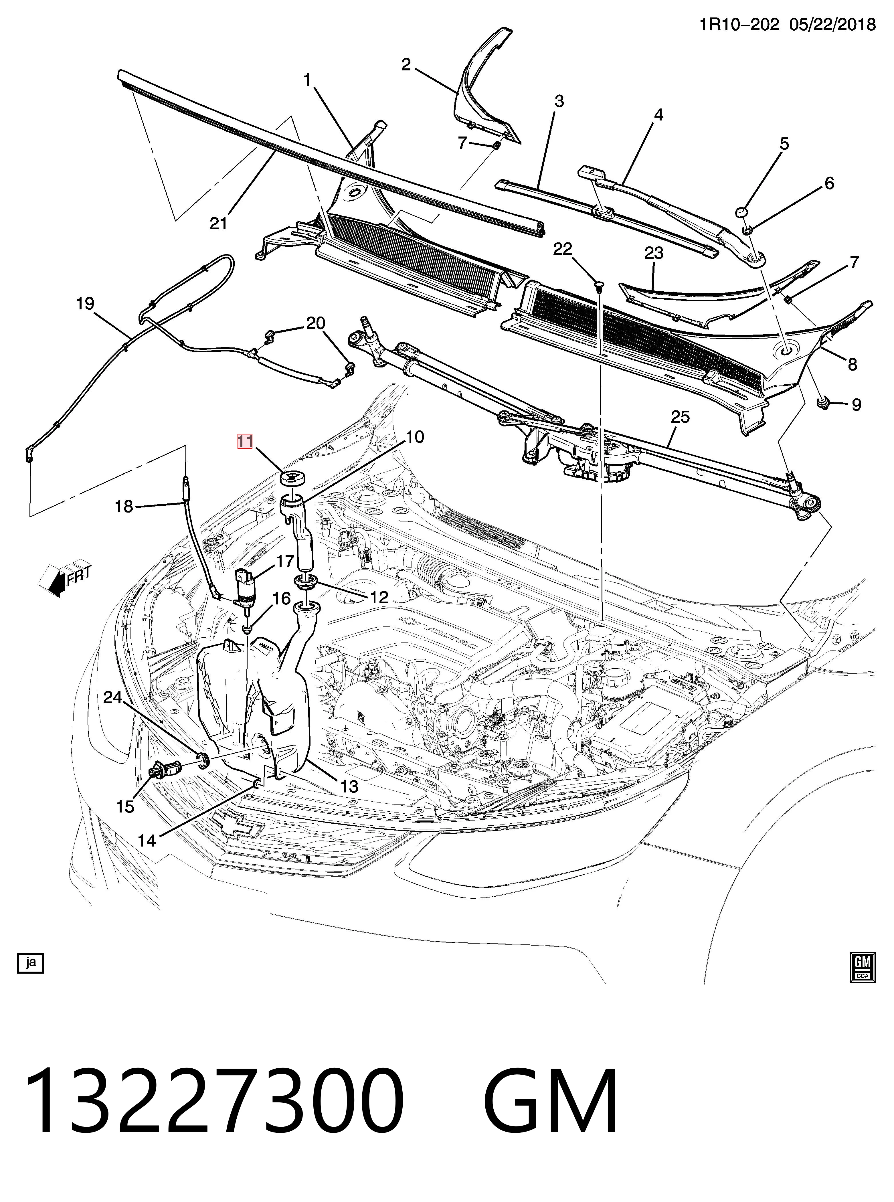 13227300 General Motors Tampa de tanque de fluido para lavador