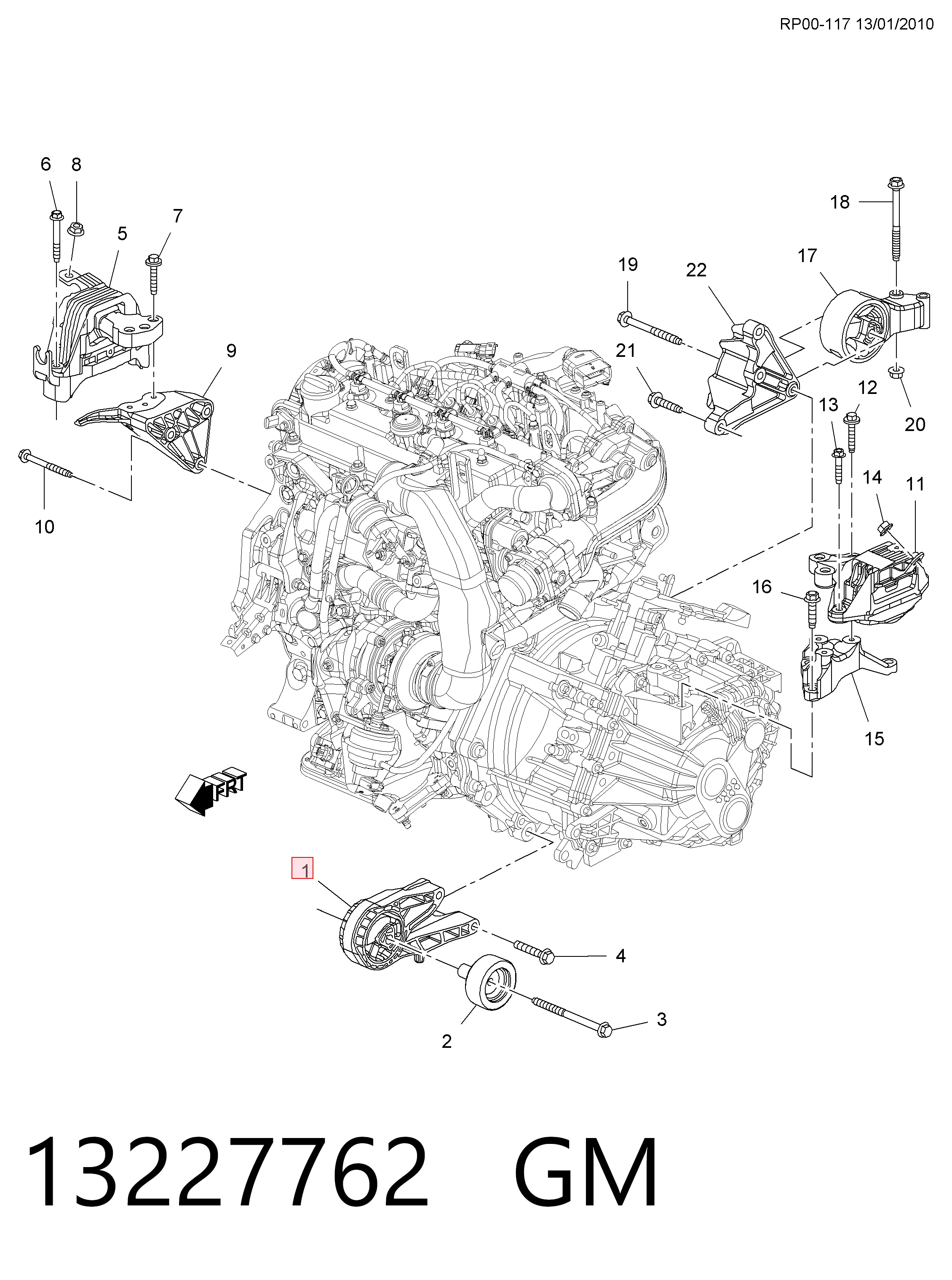  Coxim (suporte) dianteiro de motor Opel Astra J sedan (69) (2012 - 2015) J