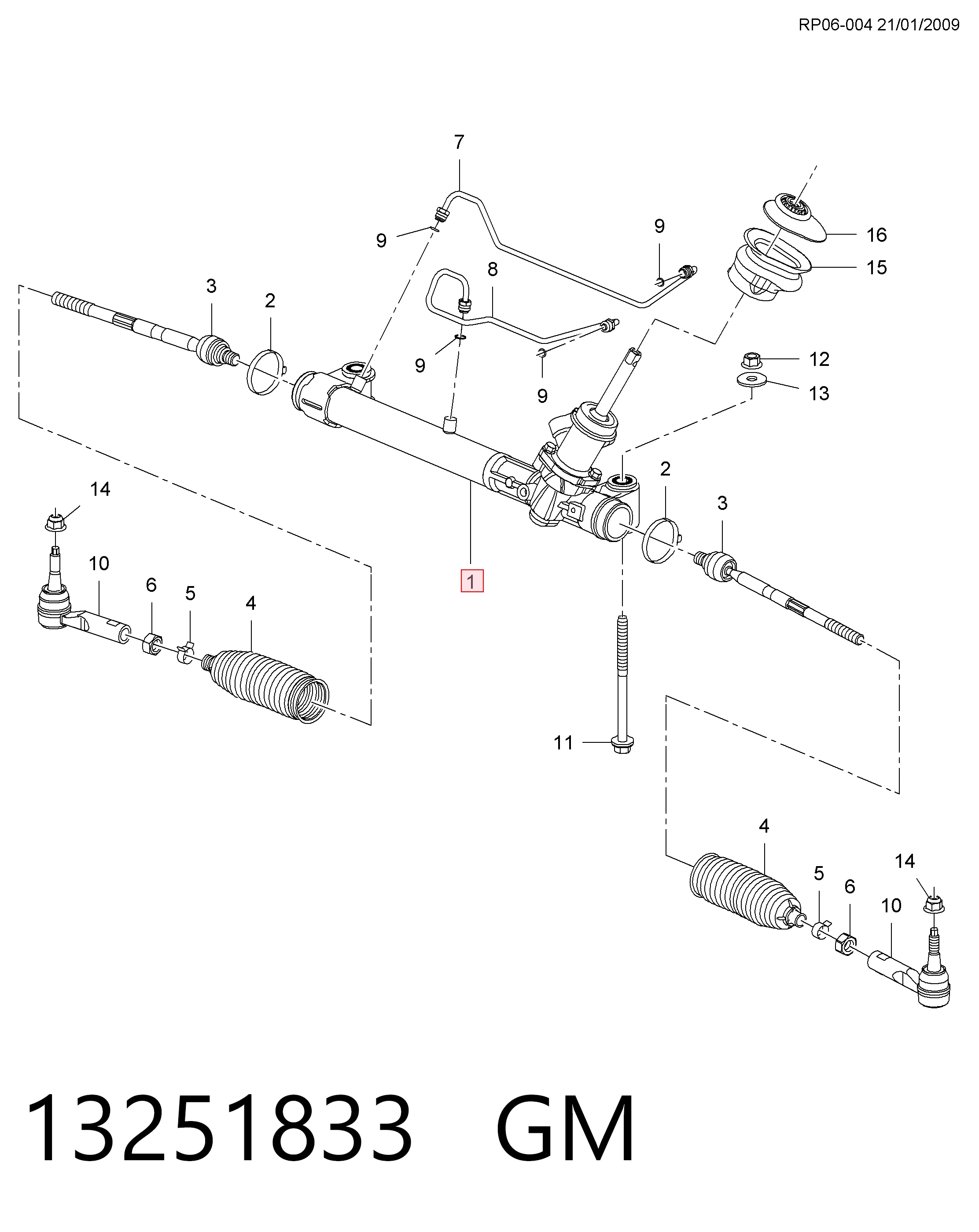 13360117 Peugeot/Citroen Cremalheira da direção