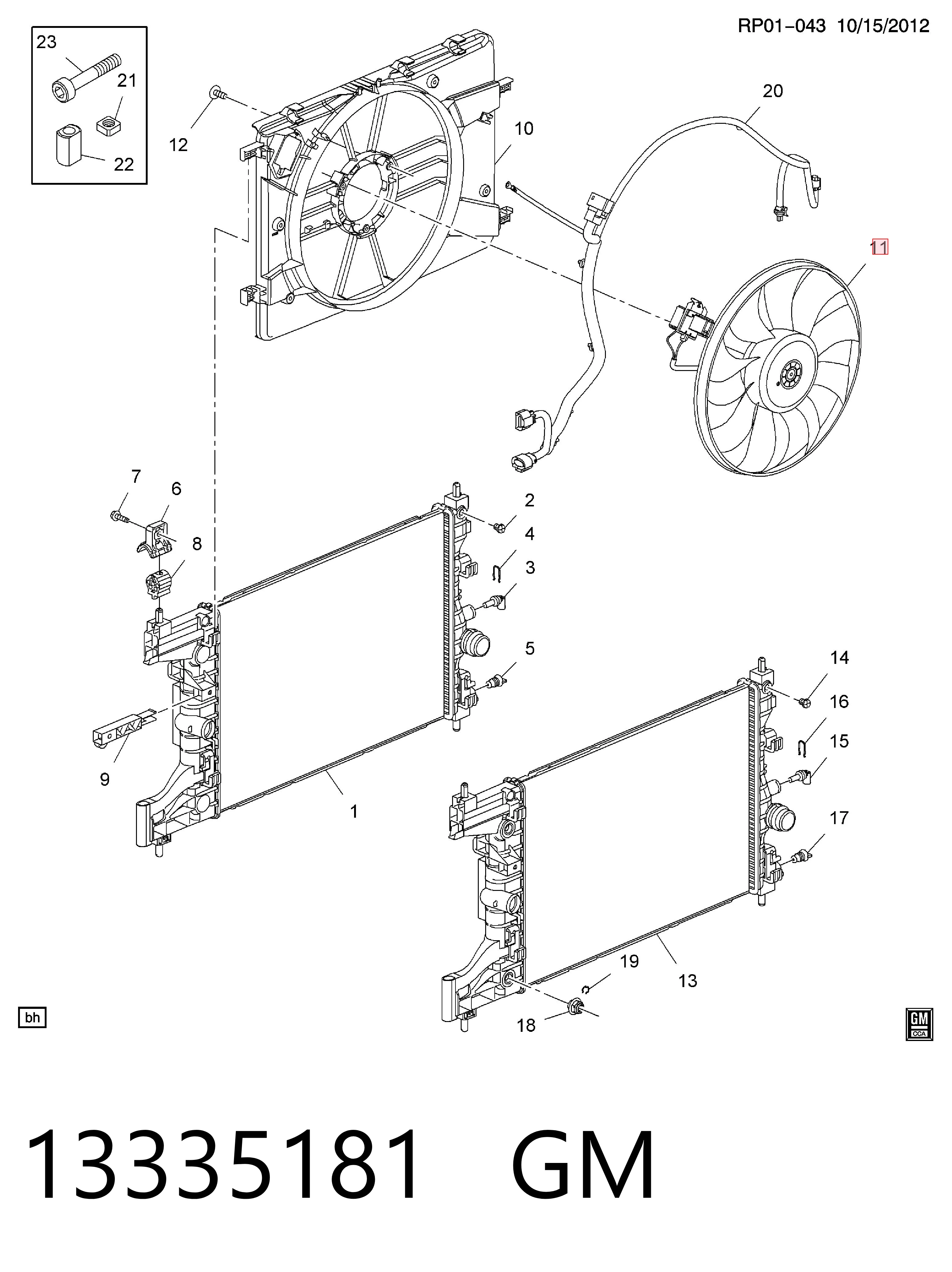 Compre Ventilador elétrico de esfriamento montado (motor + roda de aletas) Chevrolet Cruze 