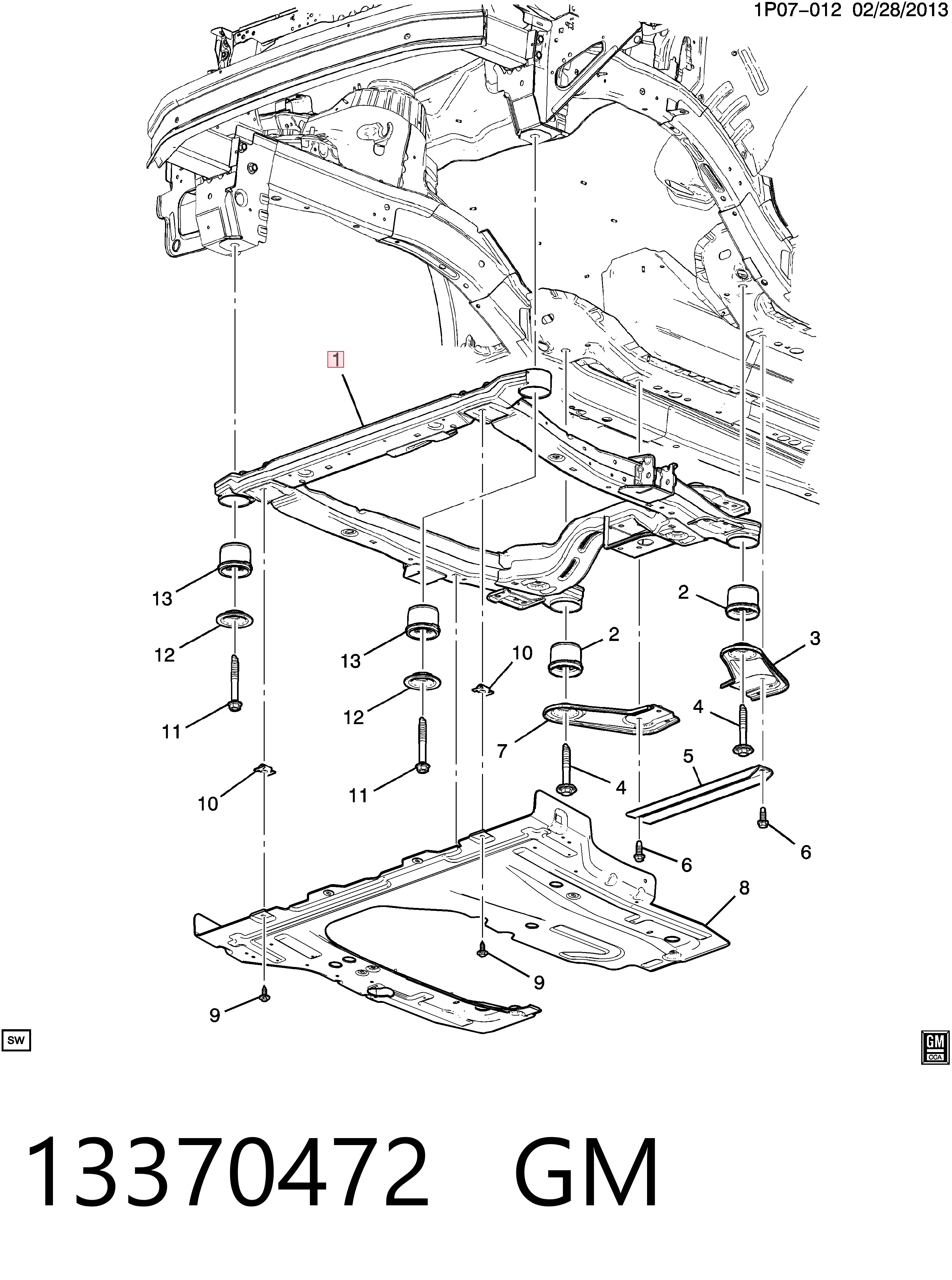 Viga de suspensão dianteira (plataforma veicular) Chevrolet Cruze  J300