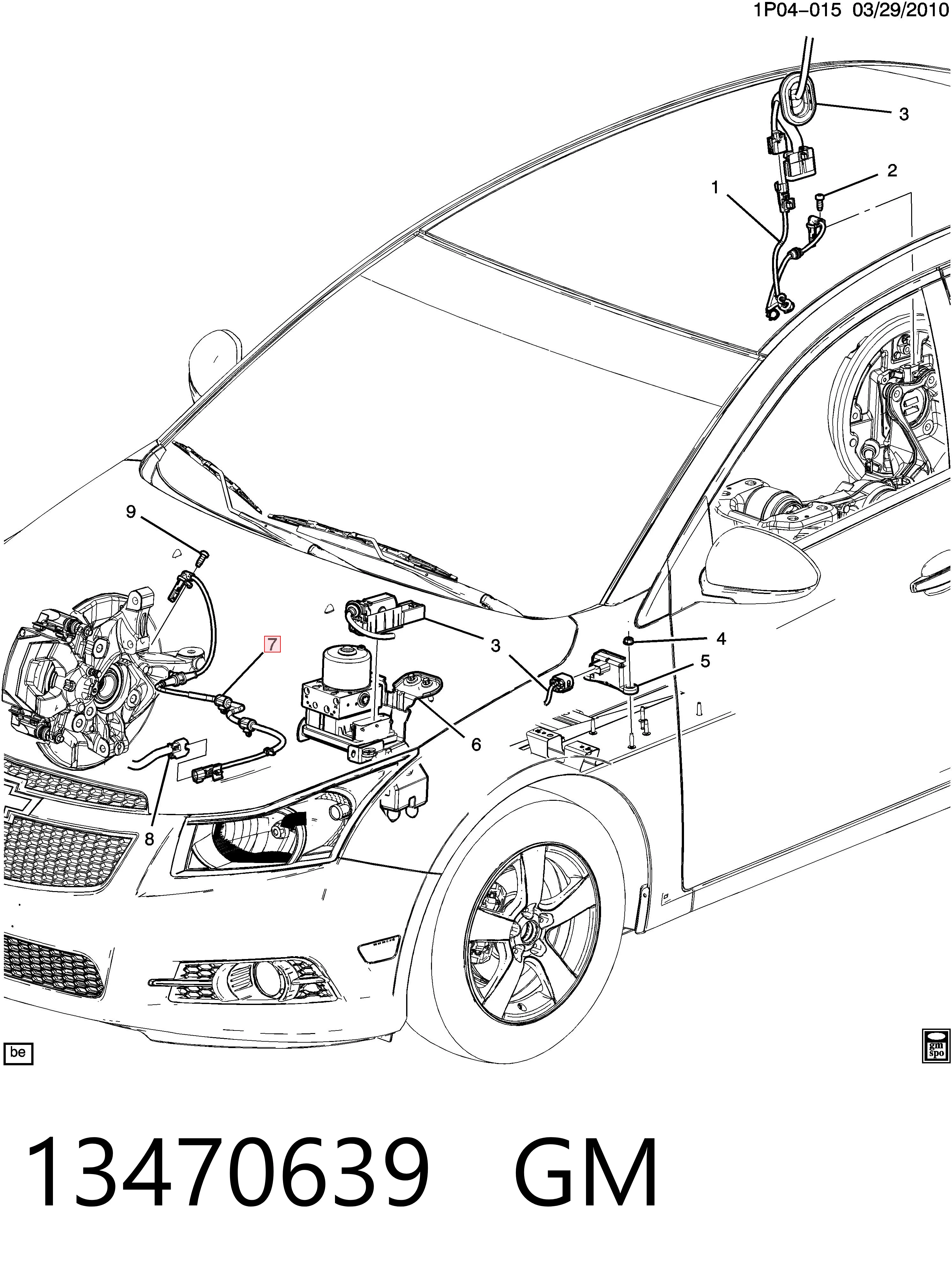 13470639 General Motors Sensor dianteiro de ABS