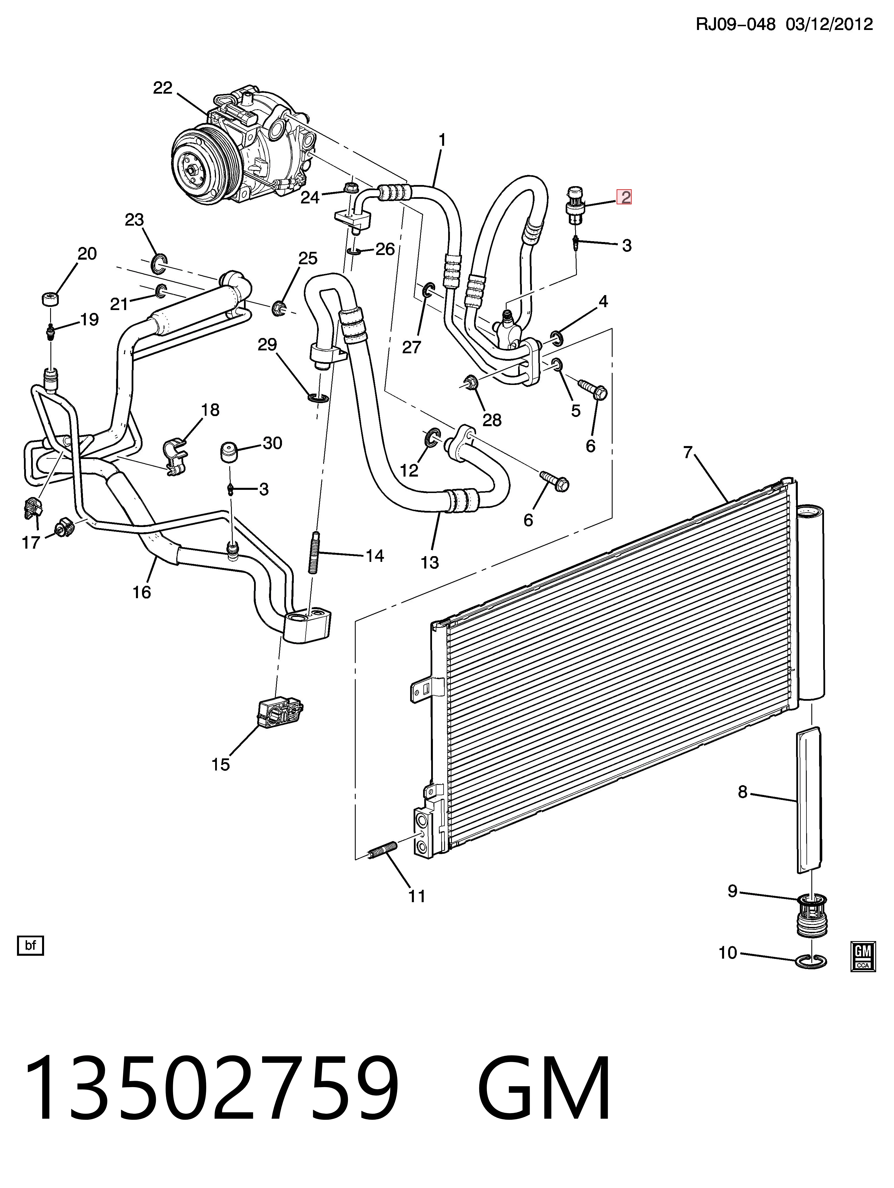 13502759 General Motors Sensor de pressão absoluta de aparelho de ar condicionado