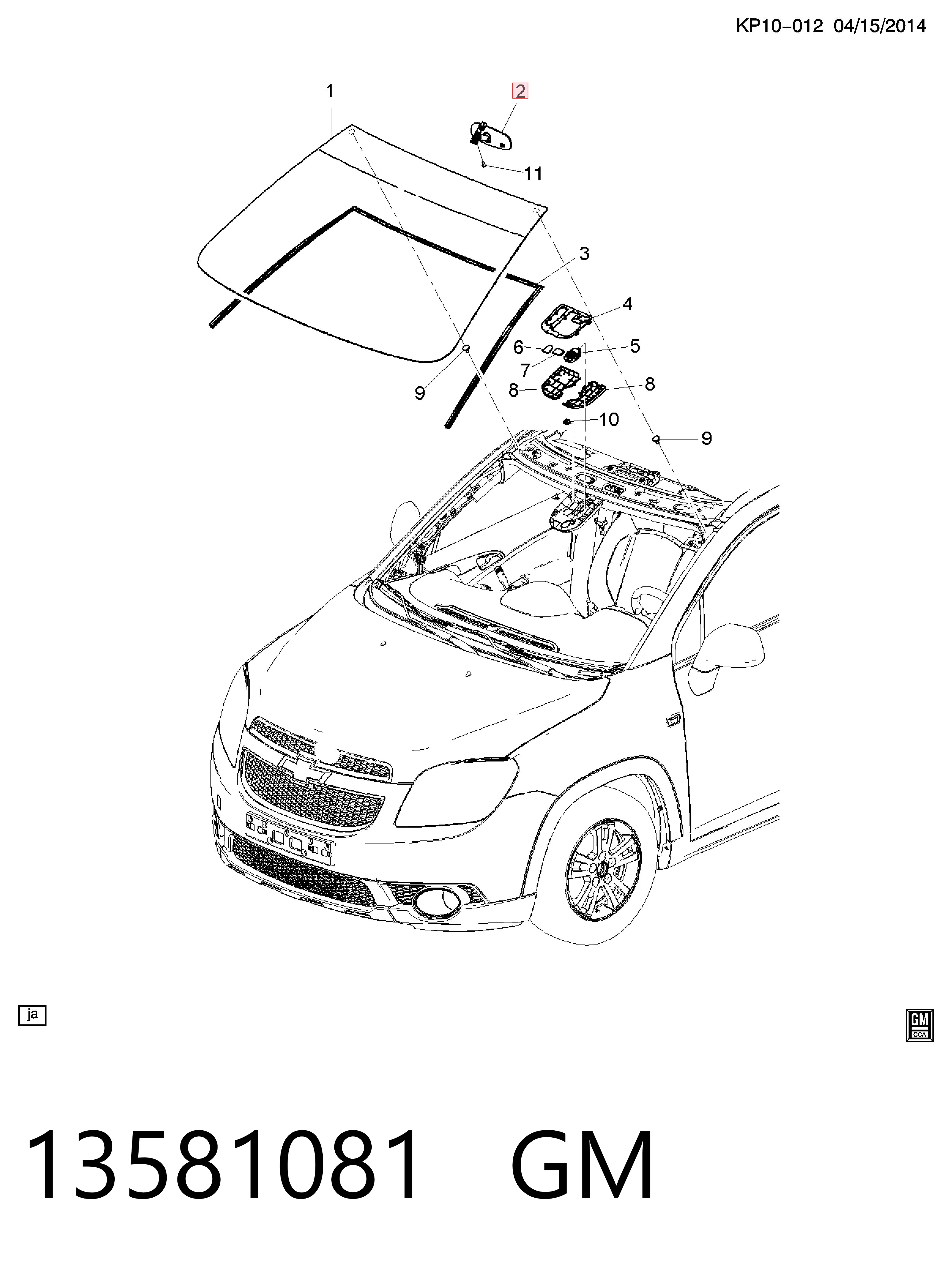 Espelho de salão interno para Opel Astra J 