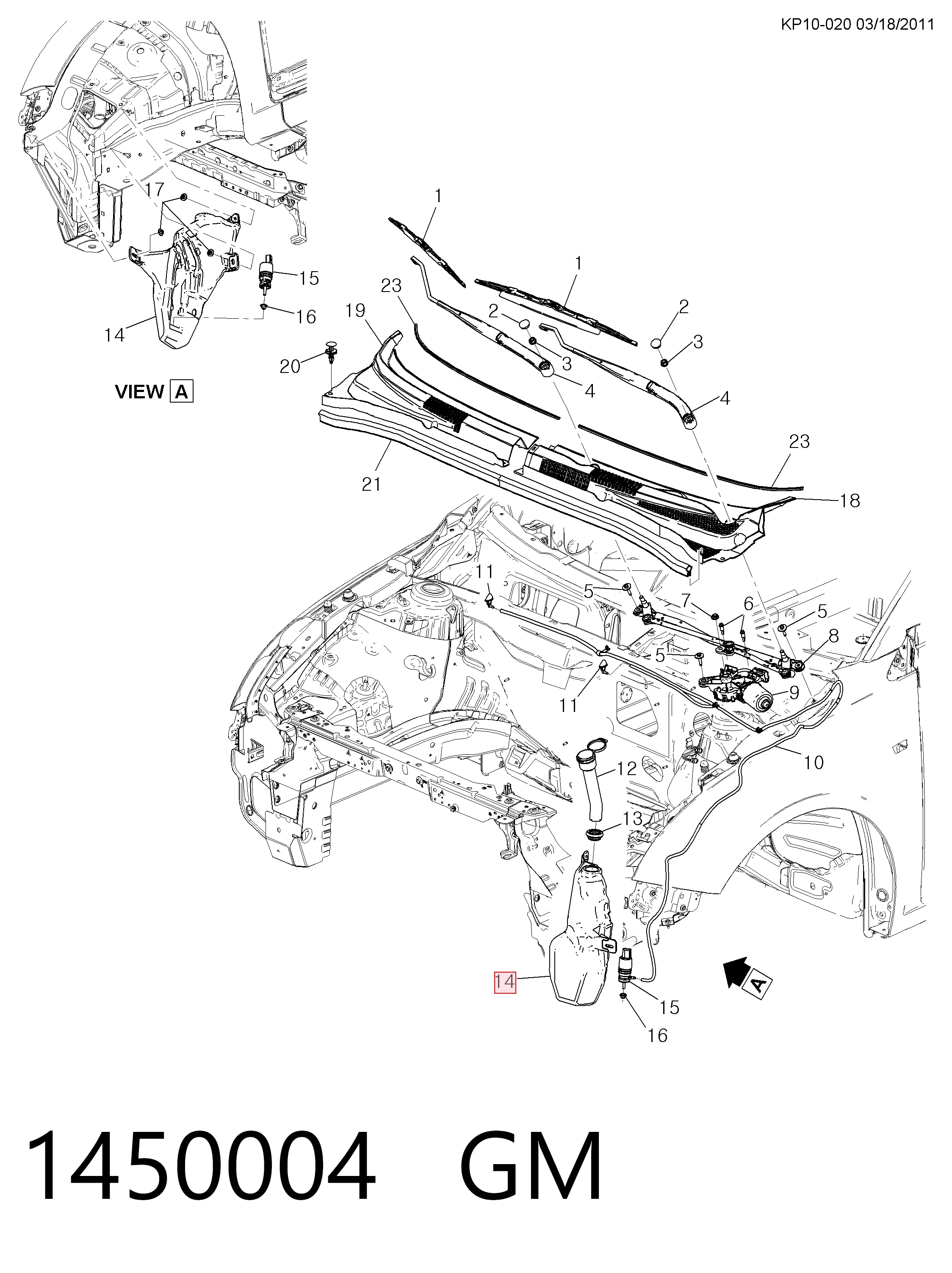 Tanque de fluido para lavador de vidro para Opel Astra J 69