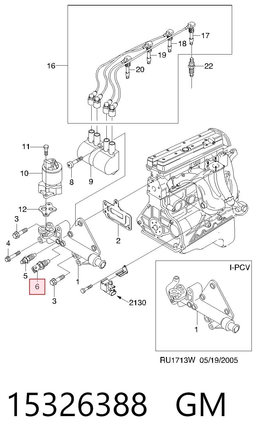 15326388 General Motors Sensor de temperatura do fluido de esfriamento