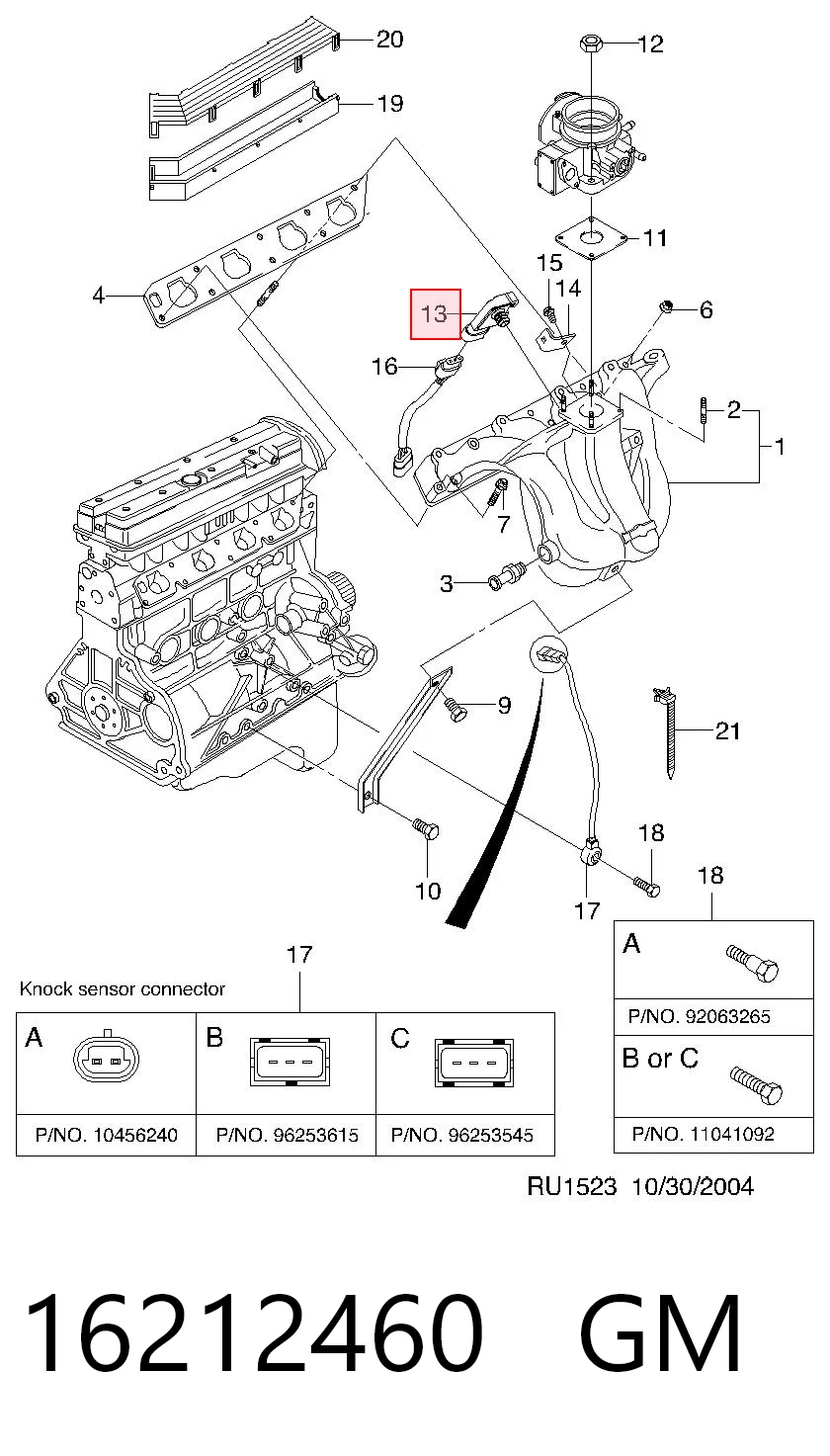 16212460 General Motors Sensor de pressão no coletor de admissão, MAP