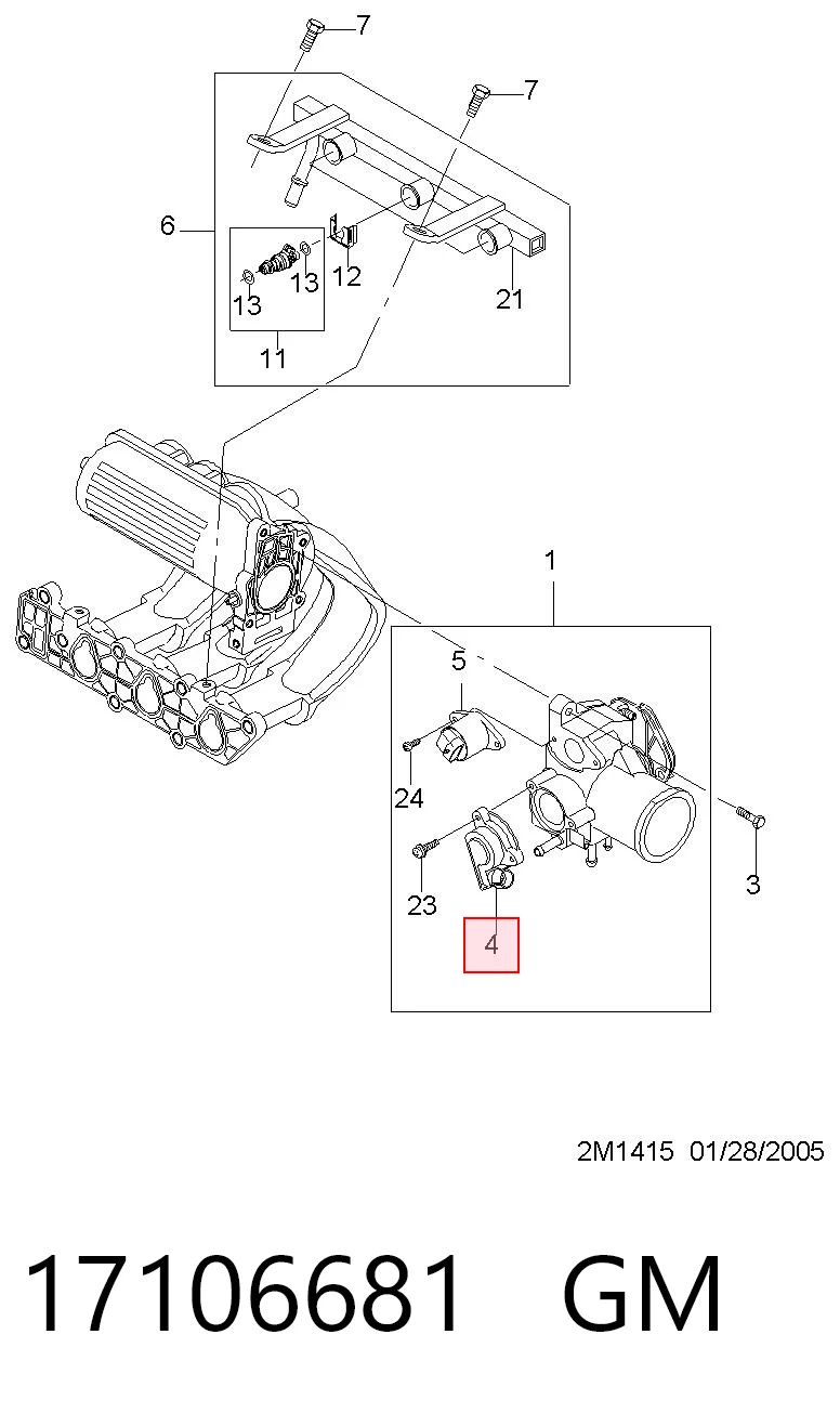 17106681 General Motors Sensor de posição da válvula de borboleta (potenciômetro)