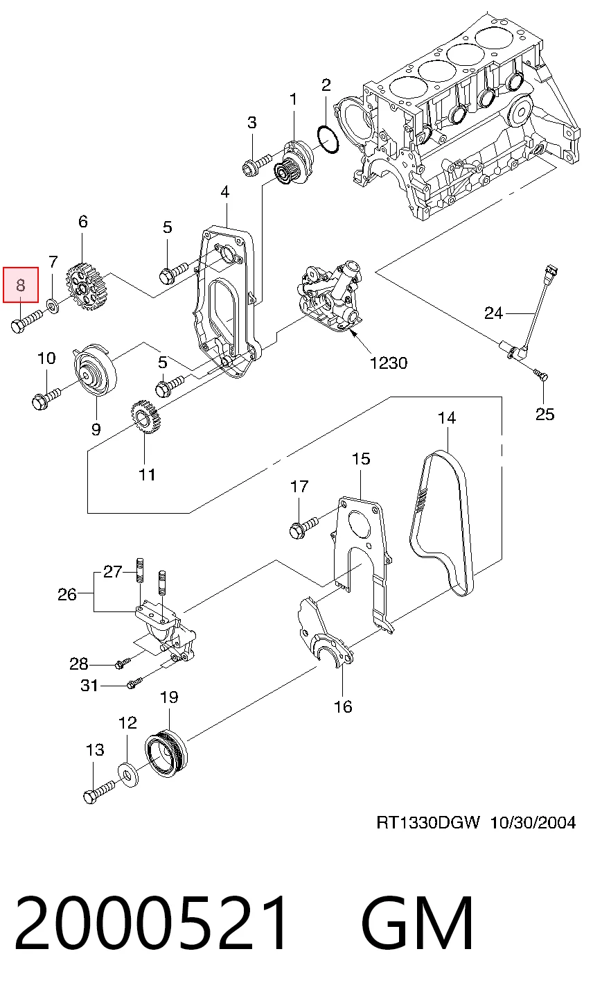 11074802 Peugeot/Citroen Parafuso da engrenagem da árvore distribuidora