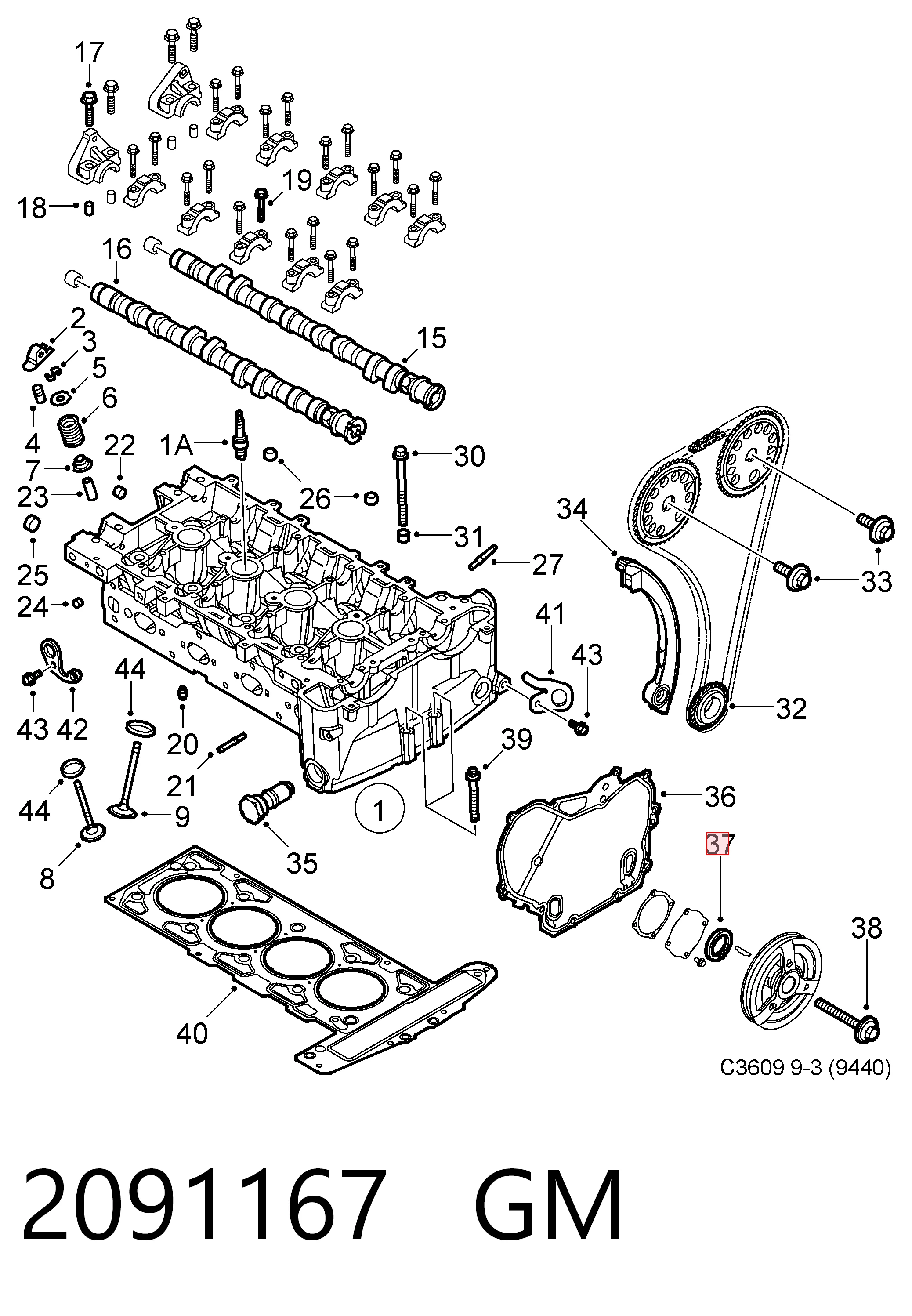 Vedação dianteira de cambota de motor para Chevrolet Aveo III T300