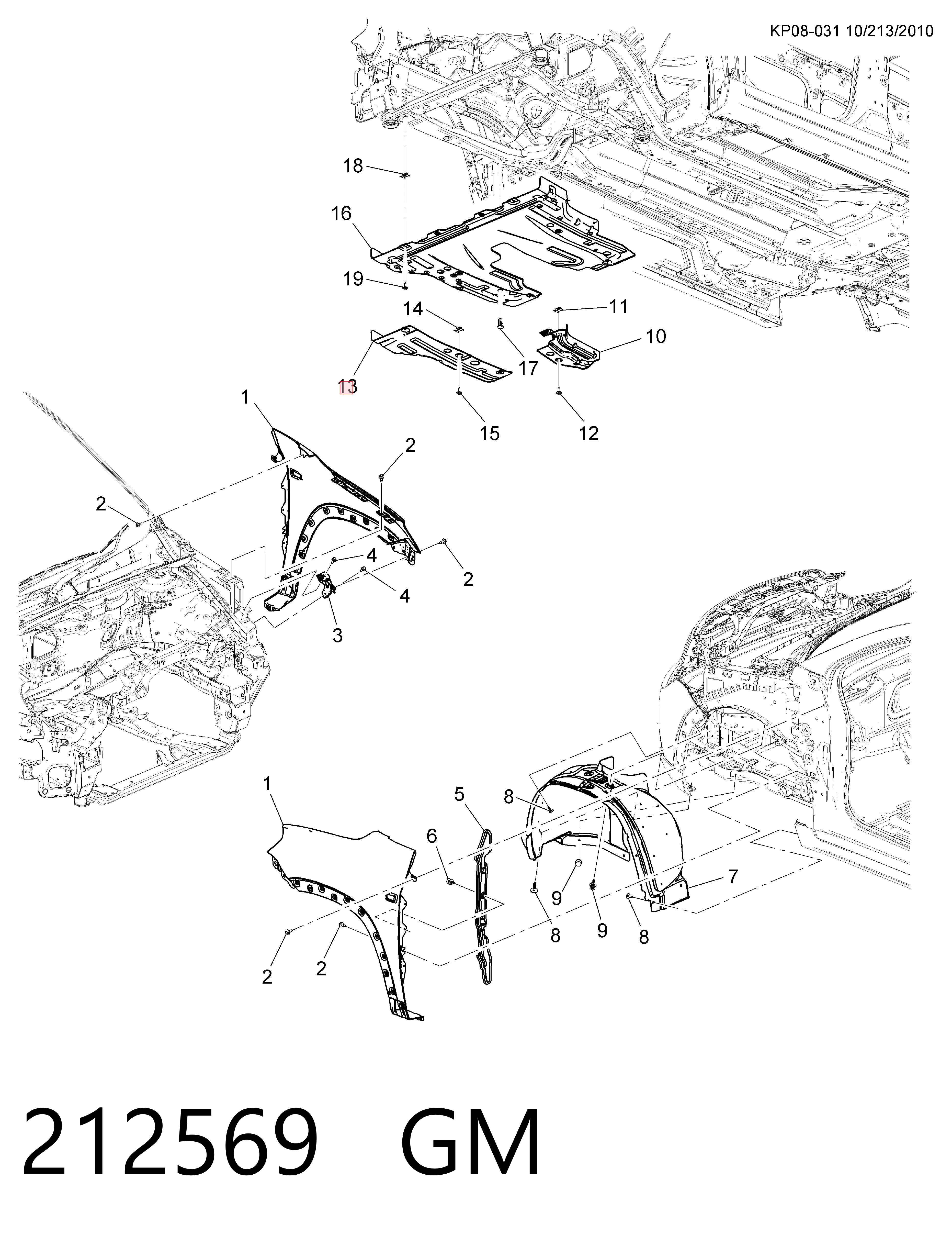 212569 General Motors Proteção de motor direito