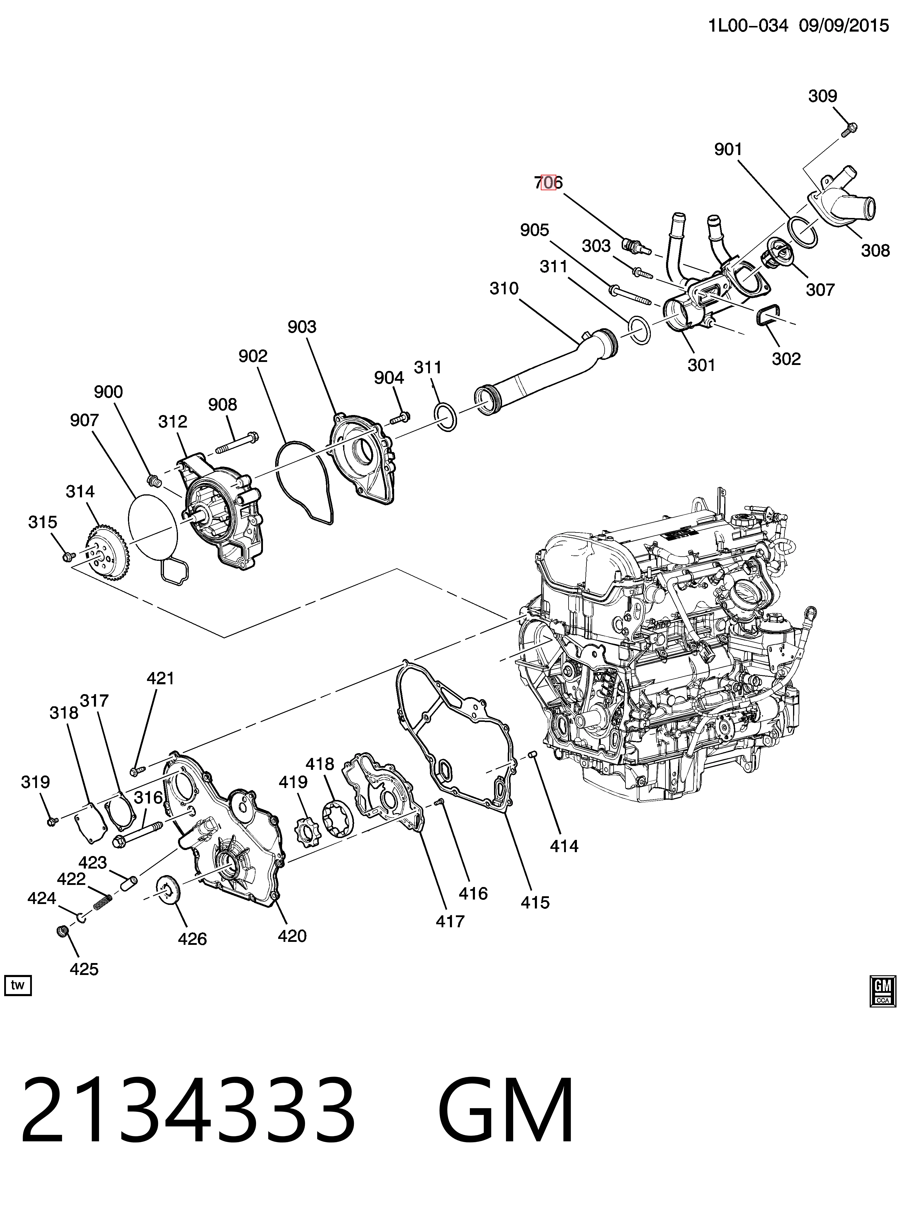 2134333 General Motors Sensor de temperatura do fluido de esfriamento