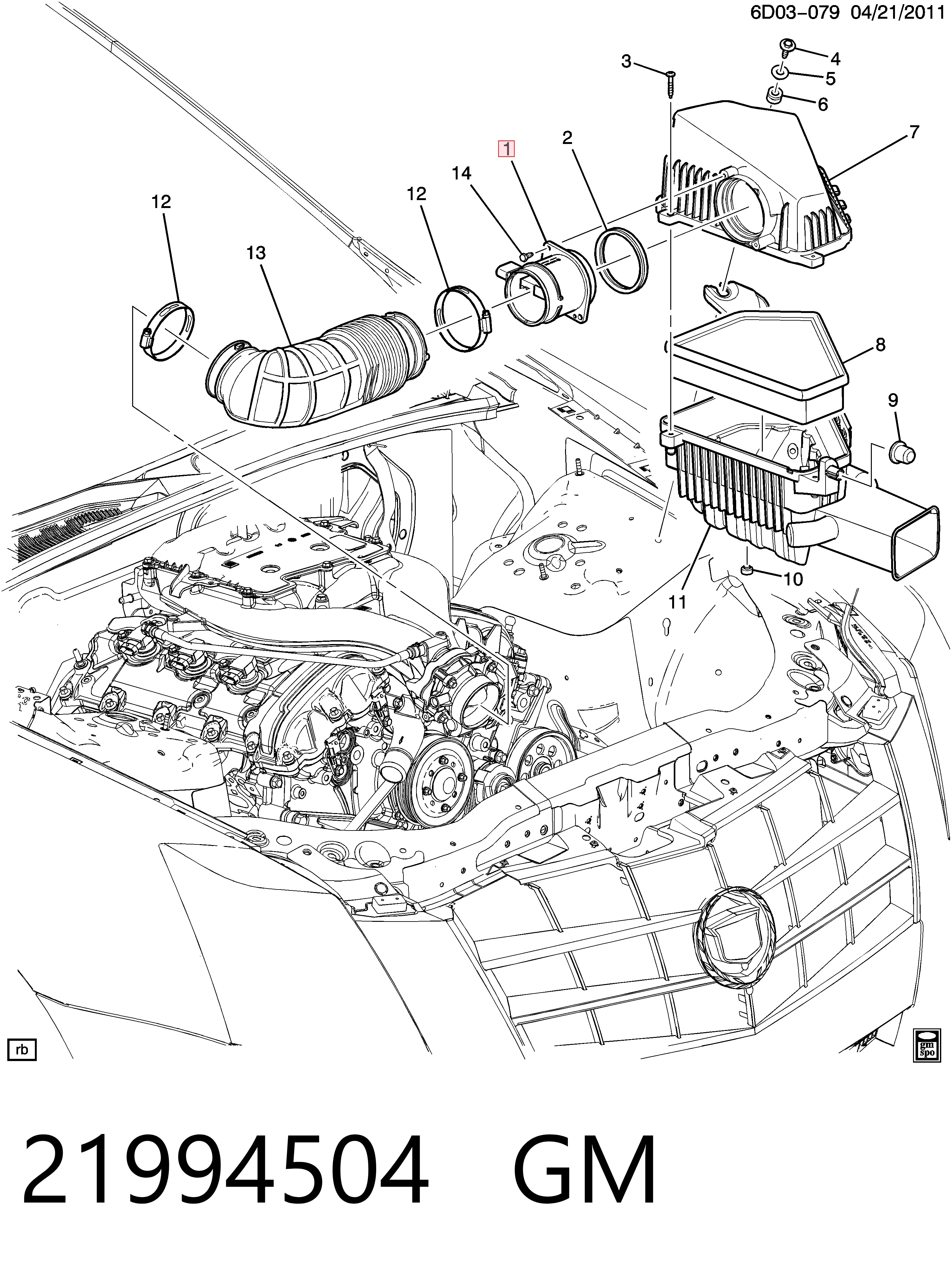 21994504 General Motors Sensor de fluxo (consumo) de ar, medidor de consumo M.A.F. - (Mass Airflow)