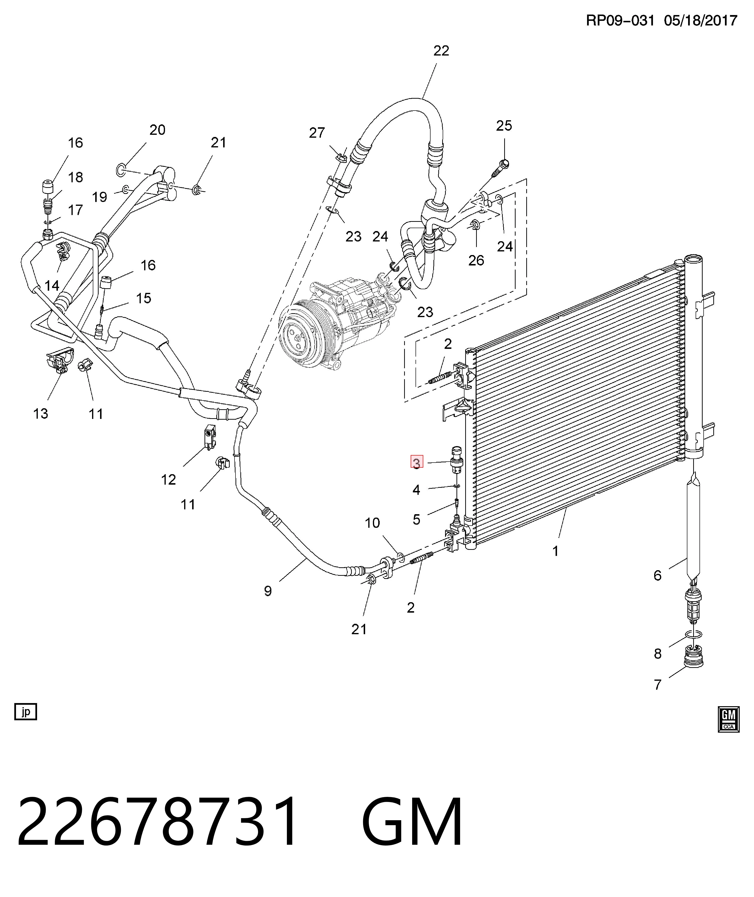 22678731 General Motors Sensor de pressão absoluta de aparelho de ar condicionado