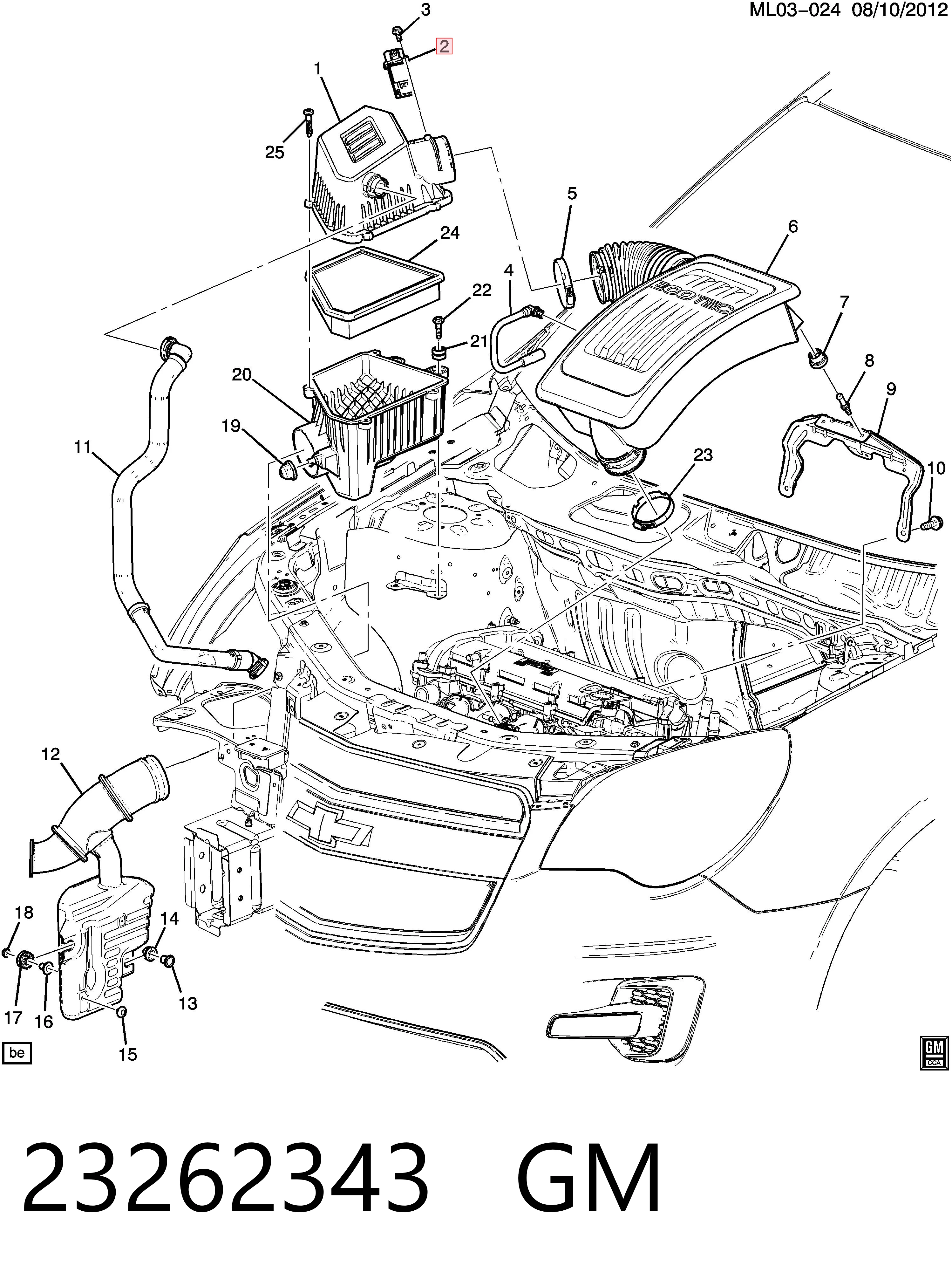 23262343 General Motors Sensor de fluxo (consumo) de ar, medidor de consumo M.A.F. - (Mass Airflow)