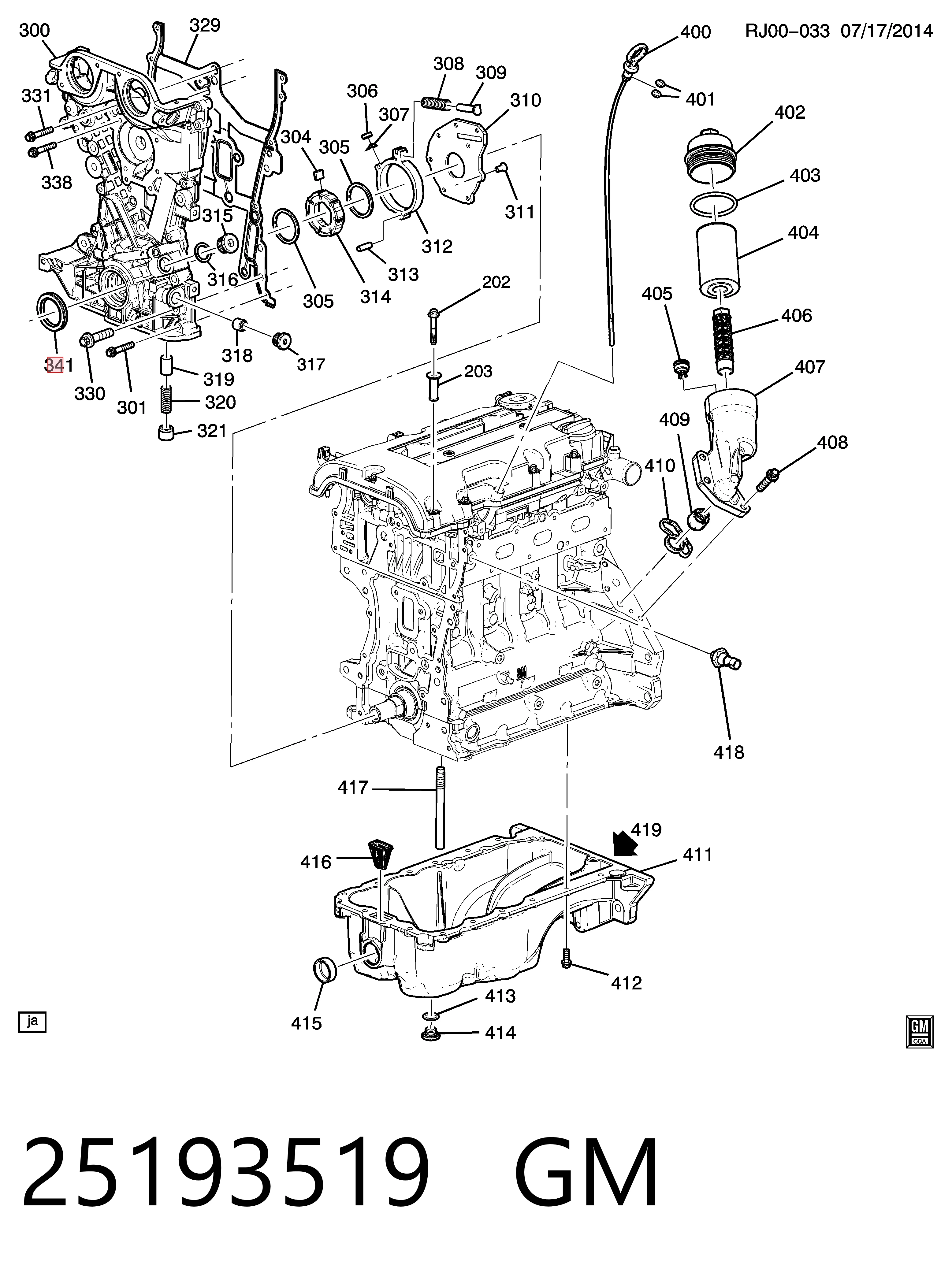  Vedação dianteira de cambota de motor Chevrolet Aveo III sedan (T300) (2011 - 2020) III