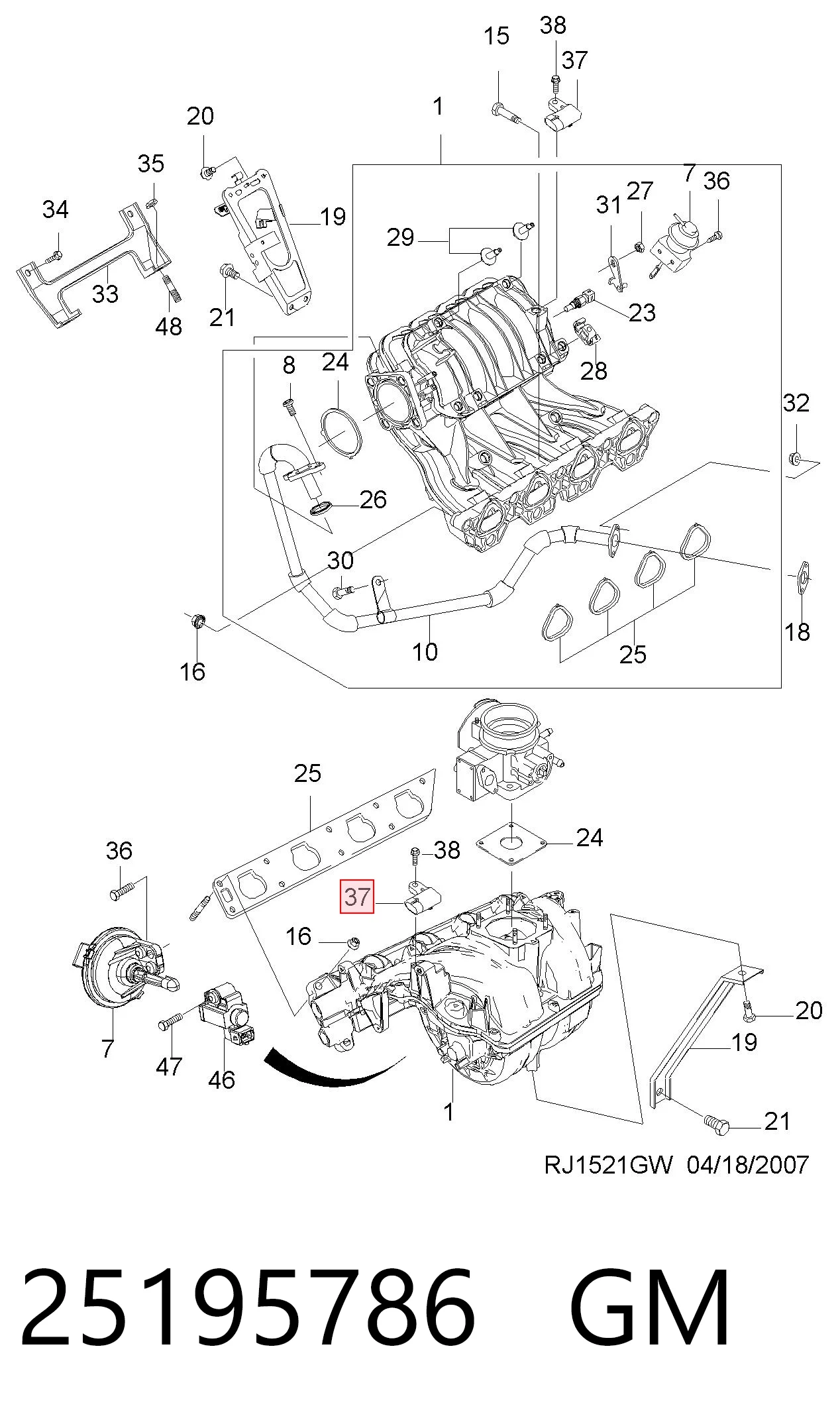 25184080 Hyundai/Kia Sensor de pressão no coletor de admissão, MAP