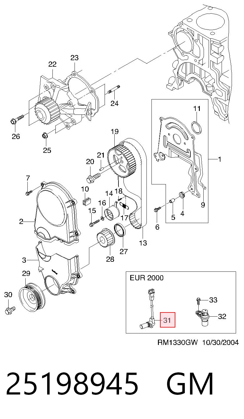 Compre Sensor de posição (de revoluções) de cambota Daewoo Matiz 