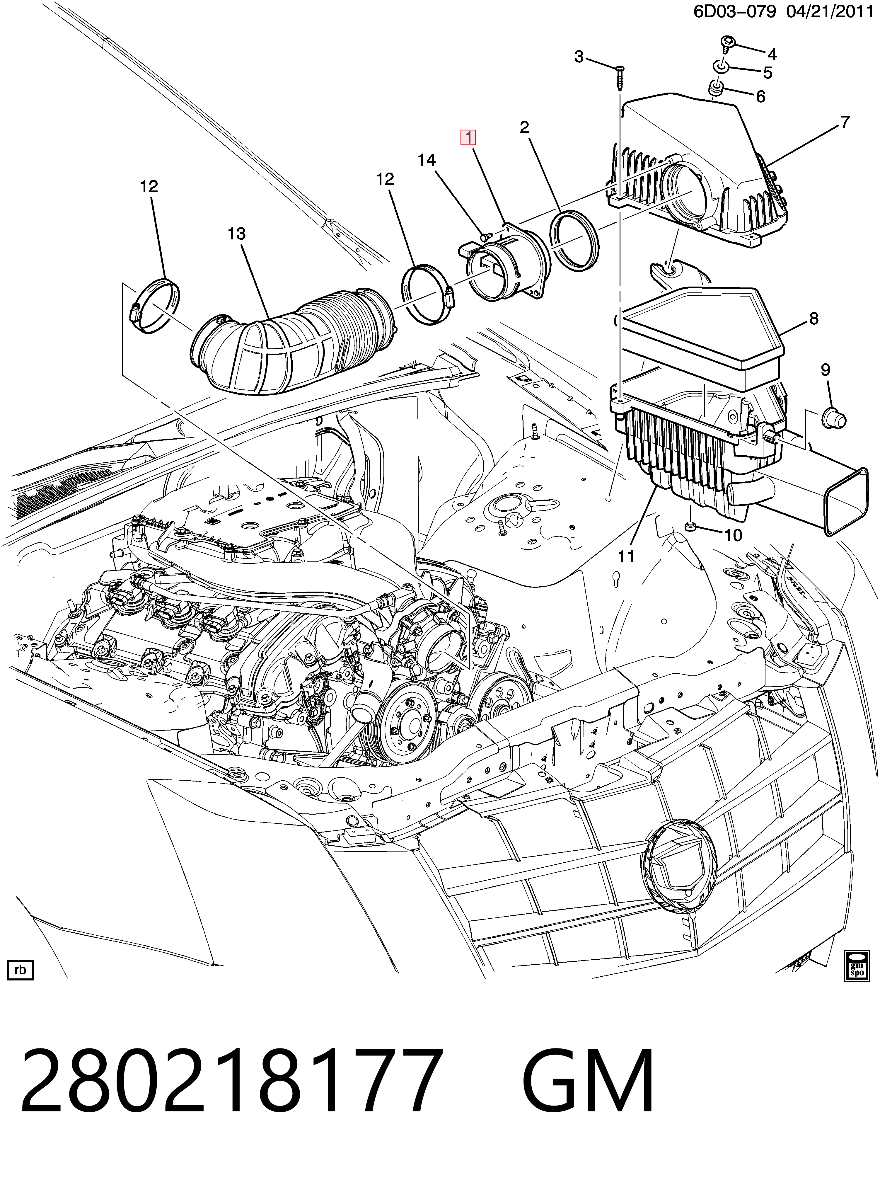 280218177 General Motors Sensor de fluxo (consumo) de ar, medidor de consumo M.A.F. - (Mass Airflow)