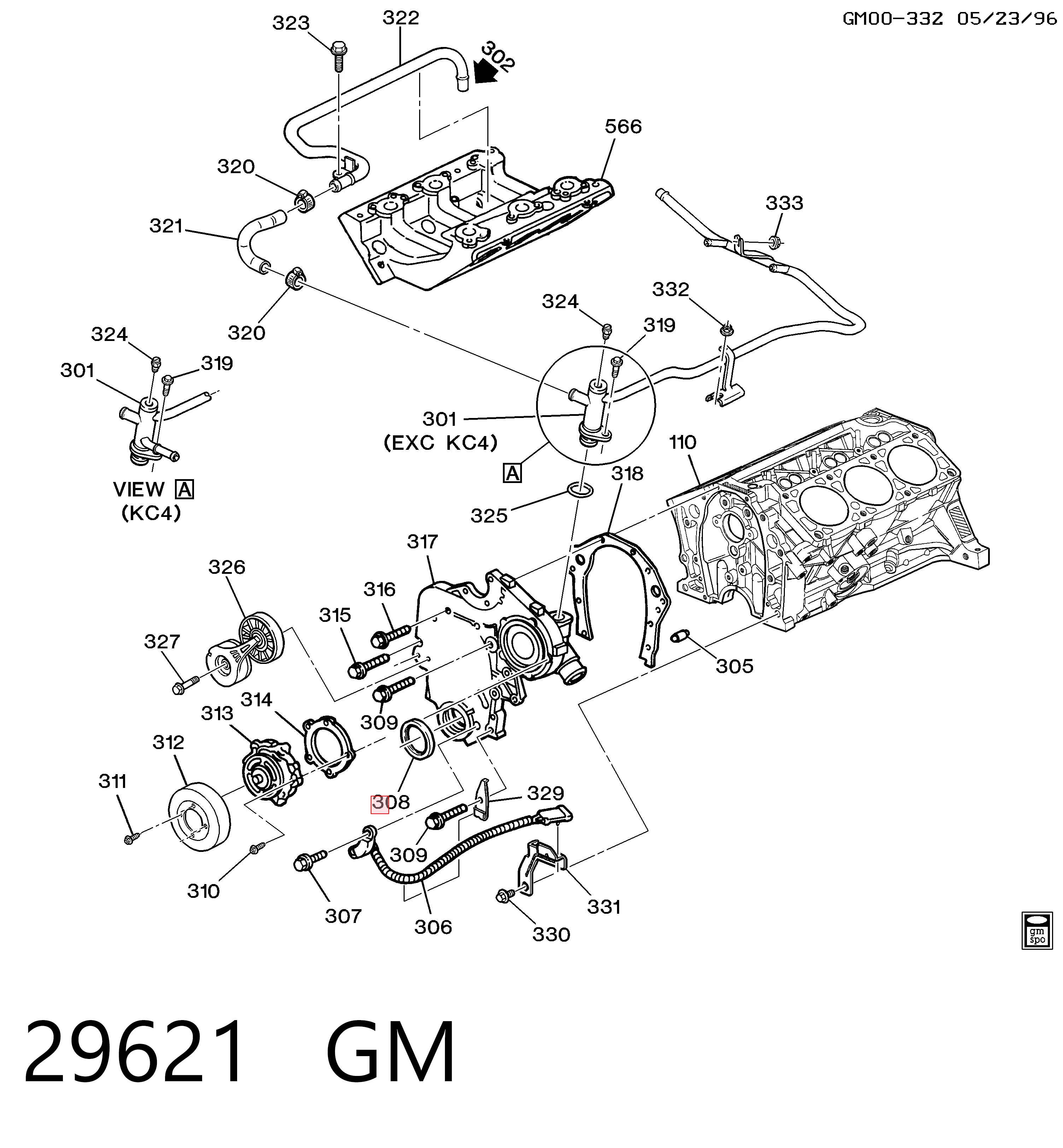 29621 General Motors Vedação dianteira de cambota de motor