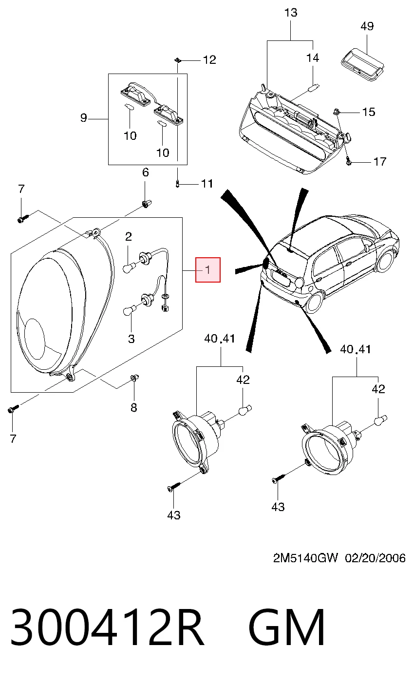  Lanterna traseira direita Chevrolet Spark (Matiz) hatchback (M200, M250) (2005 - 2010) 