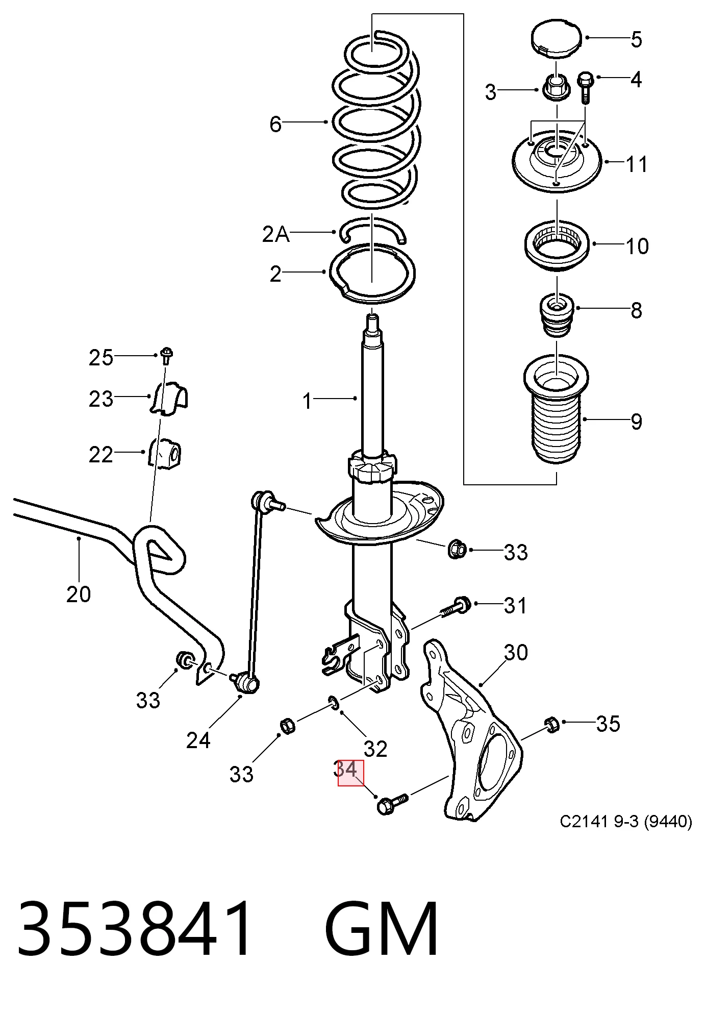 24461287 Peugeot/Citroen Parafuso de fixação de apoio esférico dianteiro ao pino de apoio