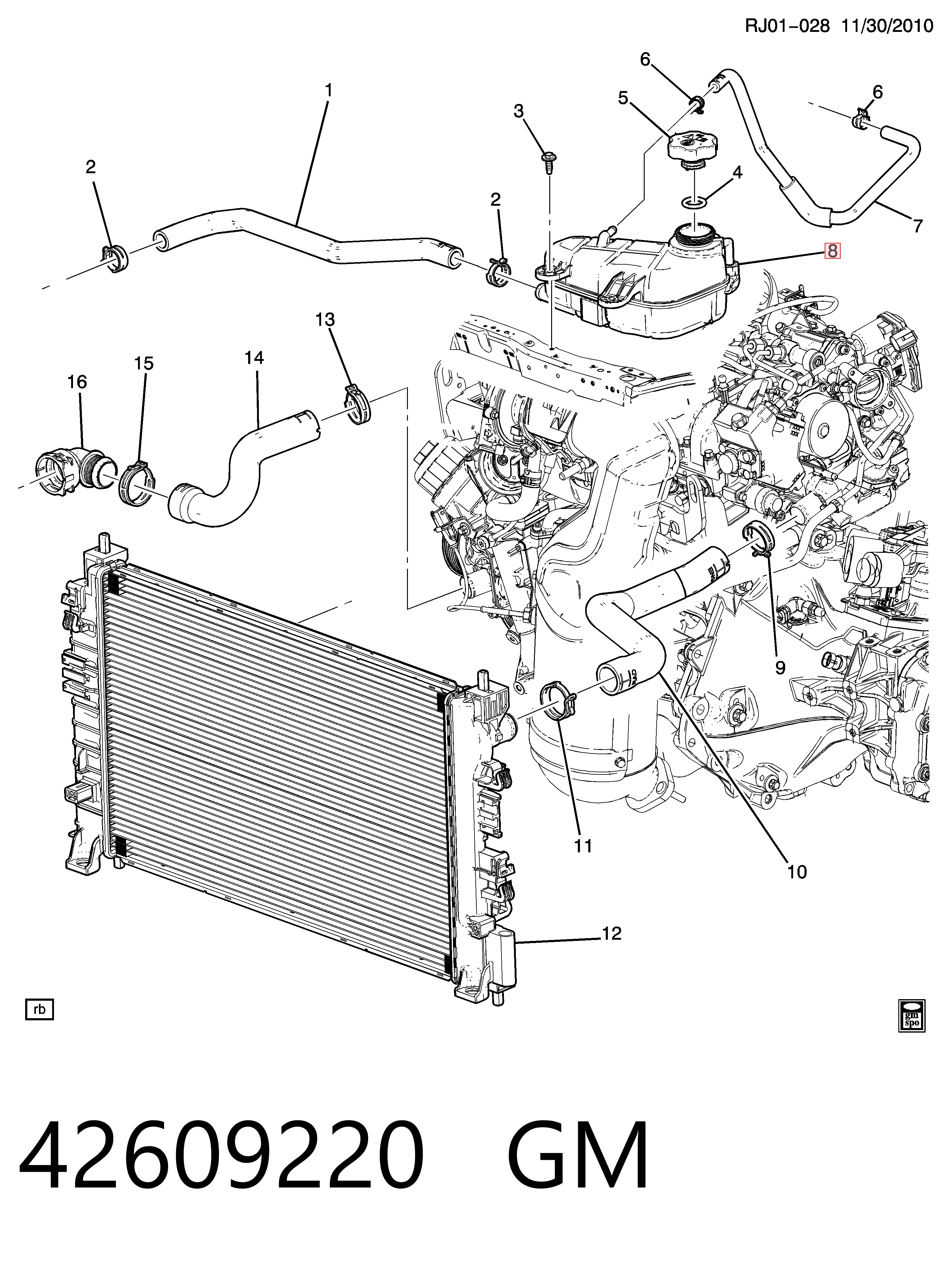 42609220 General Motors Tanque de expansão do sistema de esfriamento
