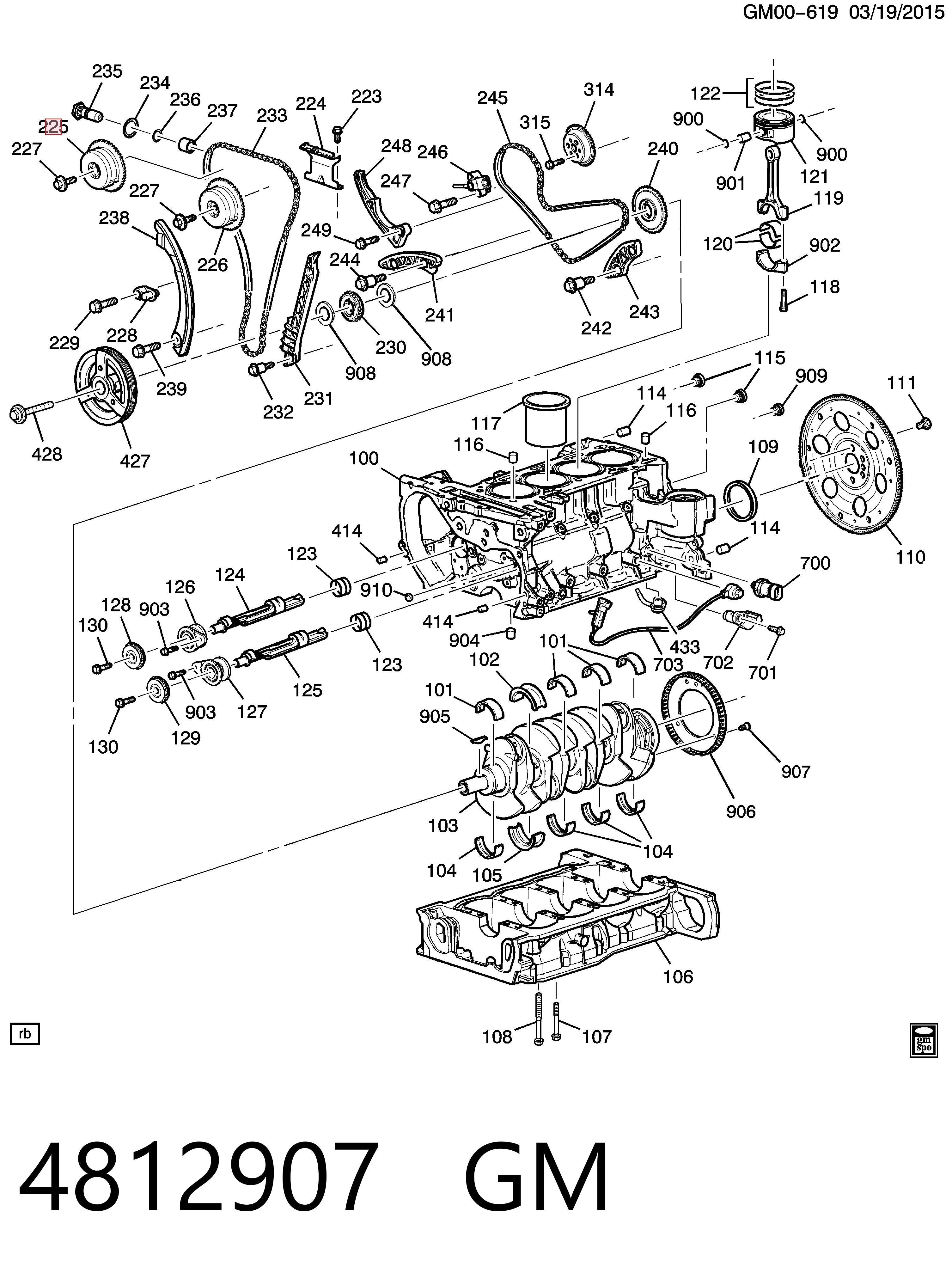 Engrenagem de cadeia de roda dentada da árvore distribuidora de escape de motor 12621505 Peugeot/Citroen