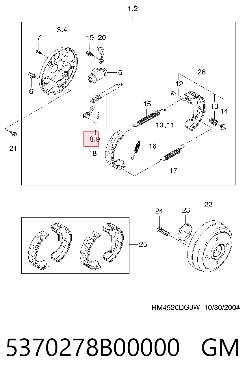 Kit de reparação do freio de estacionamento para Chevrolet Spark (Matiz)  M200, M250
