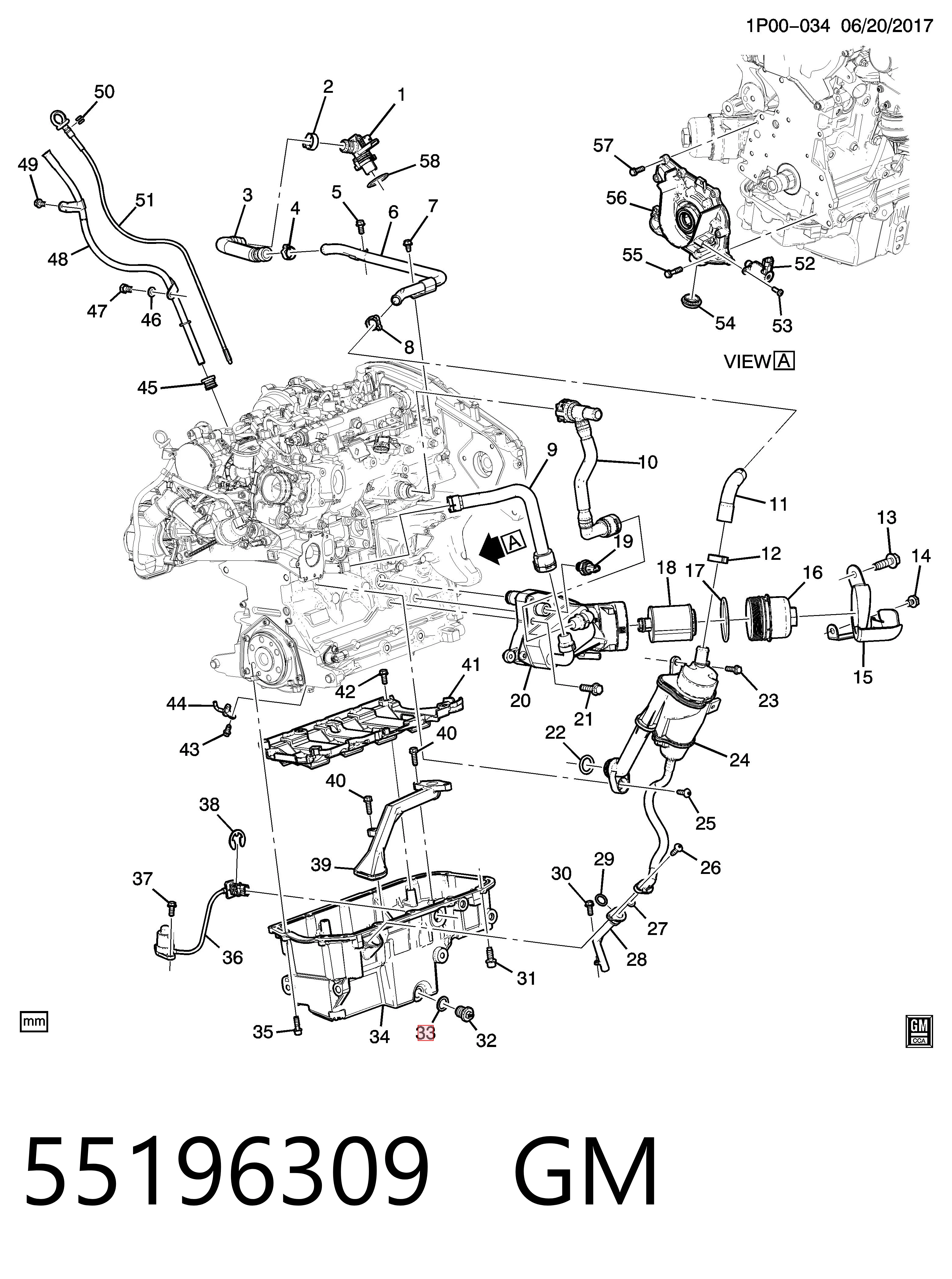 55196309 General Motors Vedante de rolha de panela de motor