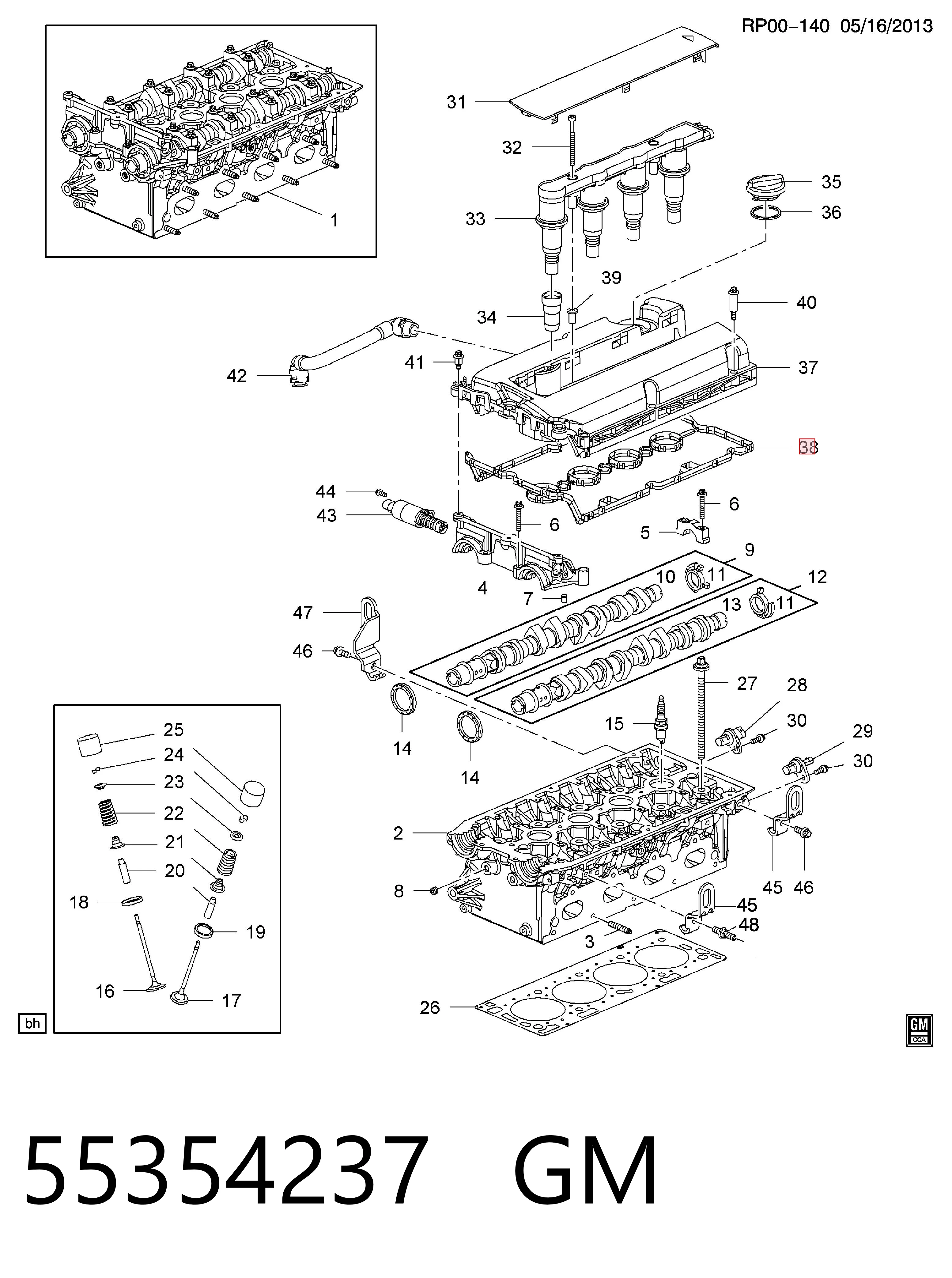 55354237 General Motors Vedante de tampa de válvulas de motor