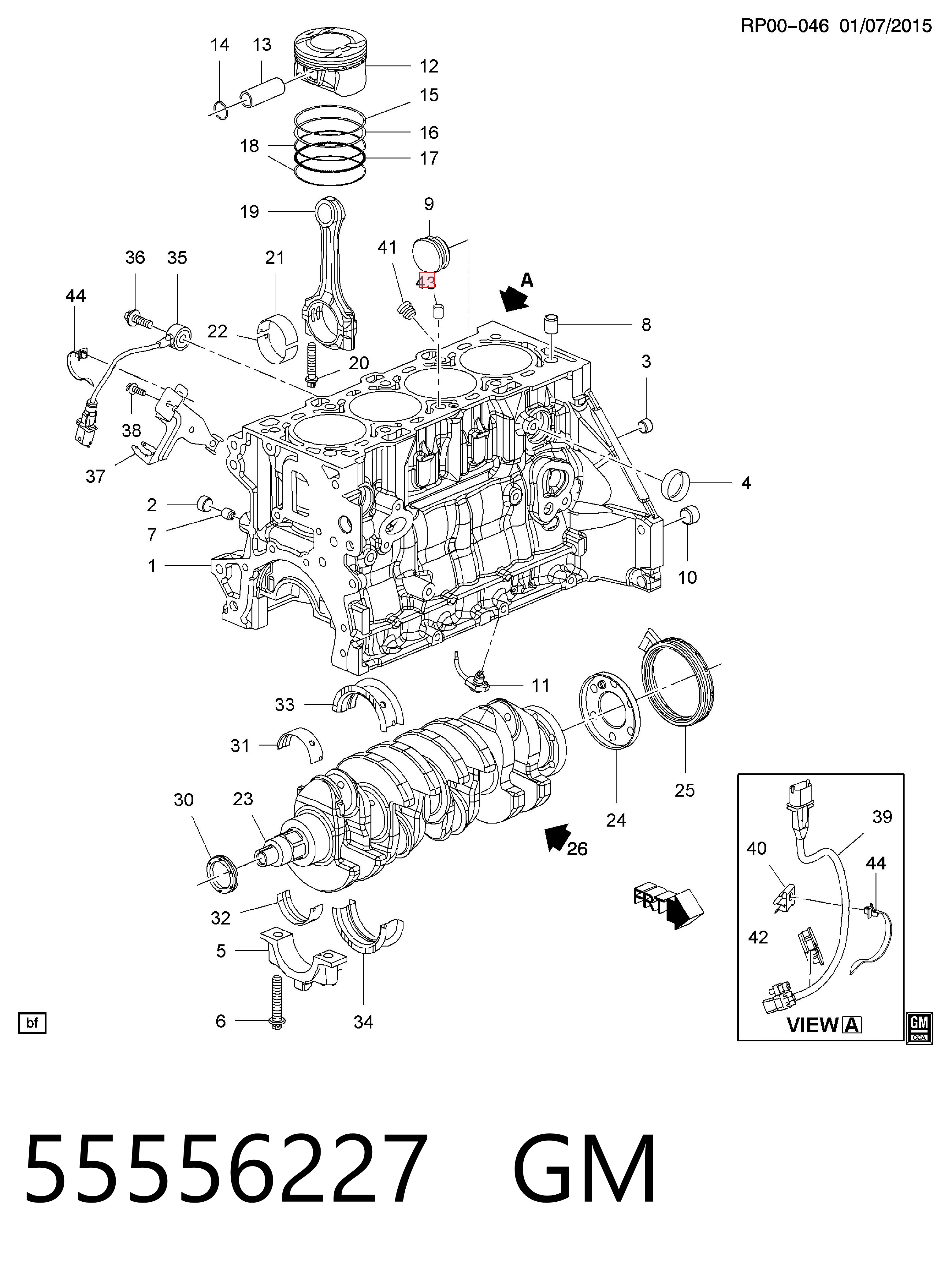 55556227 Fiat/Alfa/Lancia Válvula de regulação de pressão de óleo